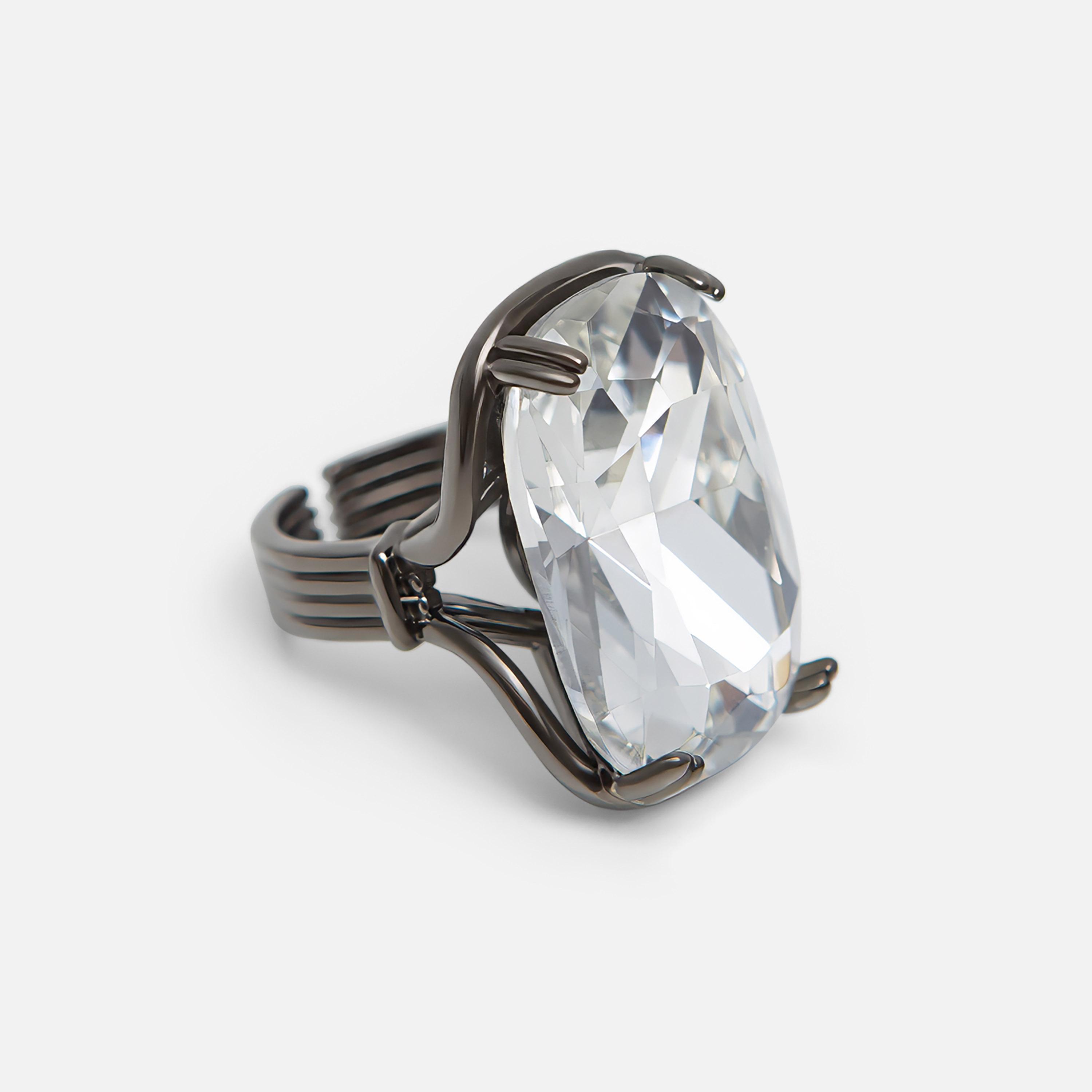 خواتم ليتشي فضية مرصعة بالكريستال للنساء من سبيكة النحاس | ring169-women-watchesandjewellery-jewellery-rings-image-2