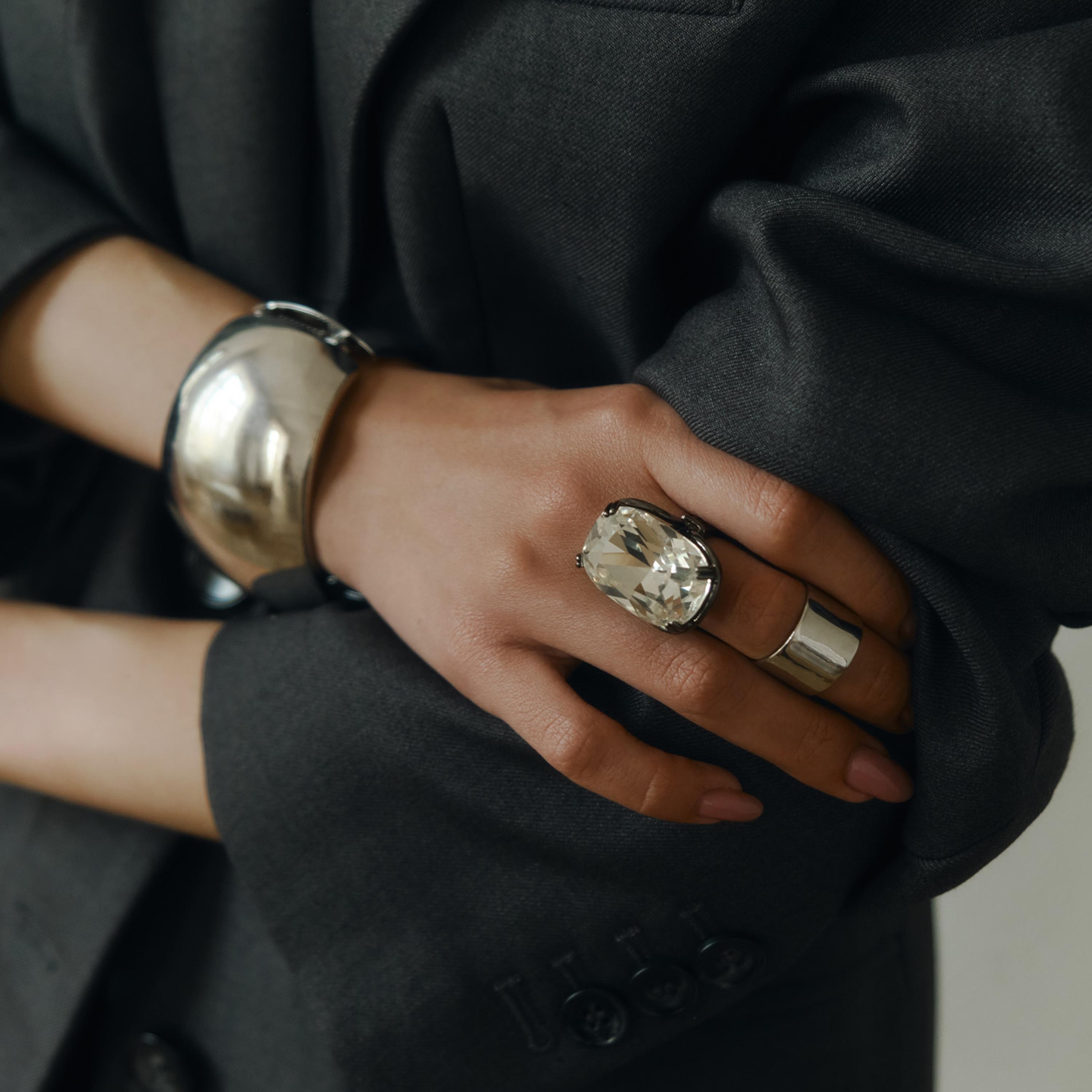خواتم ليتشي فضية مرصعة بالكريستال للنساء من سبيكة النحاس | ring169-women-watchesandjewellery-jewellery-rings-image-3
