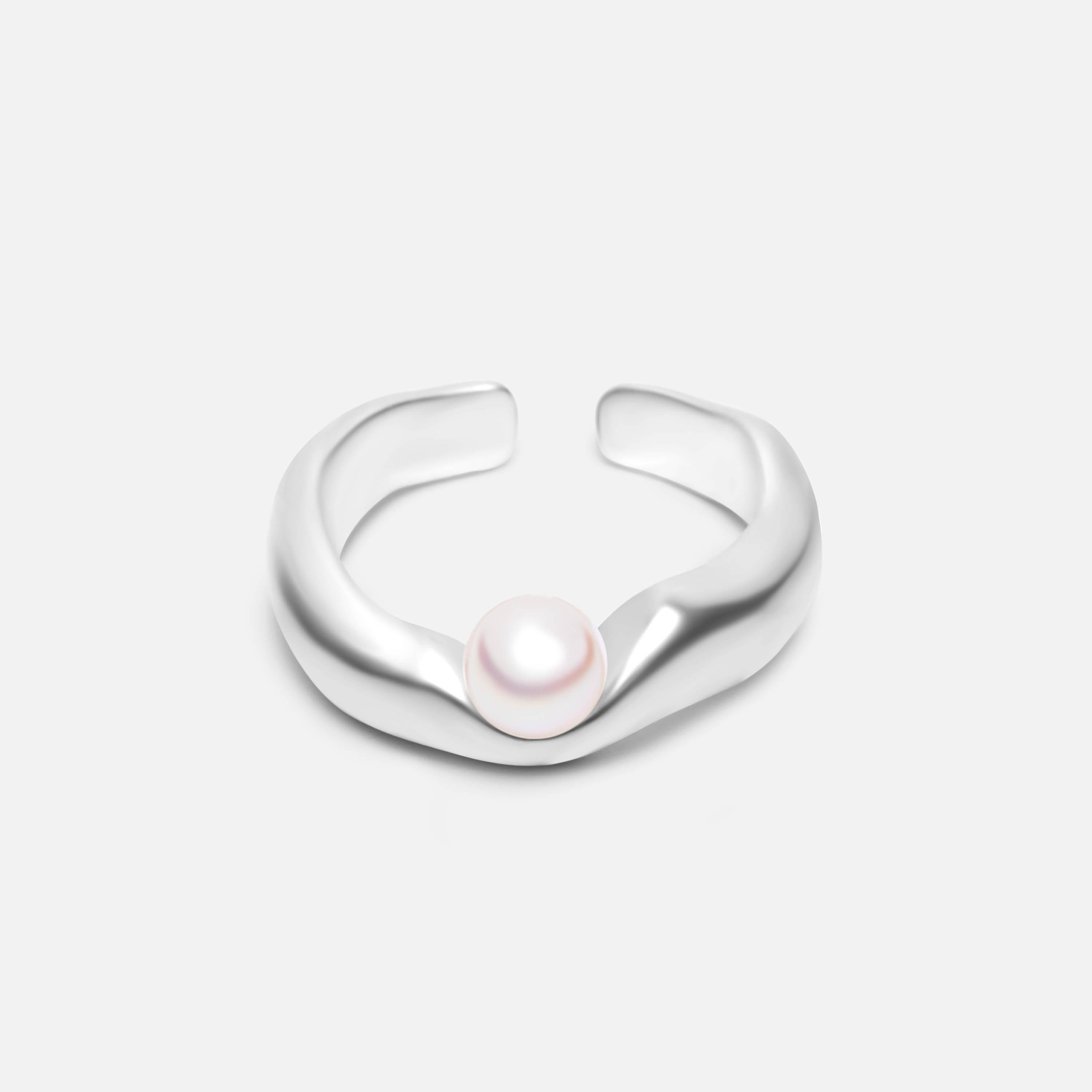 خواتم لؤلؤ ليتشي فضية للنساء من سبيكة النحاس | ring171-women-watchesandjewellery-jewellery-rings-image-2