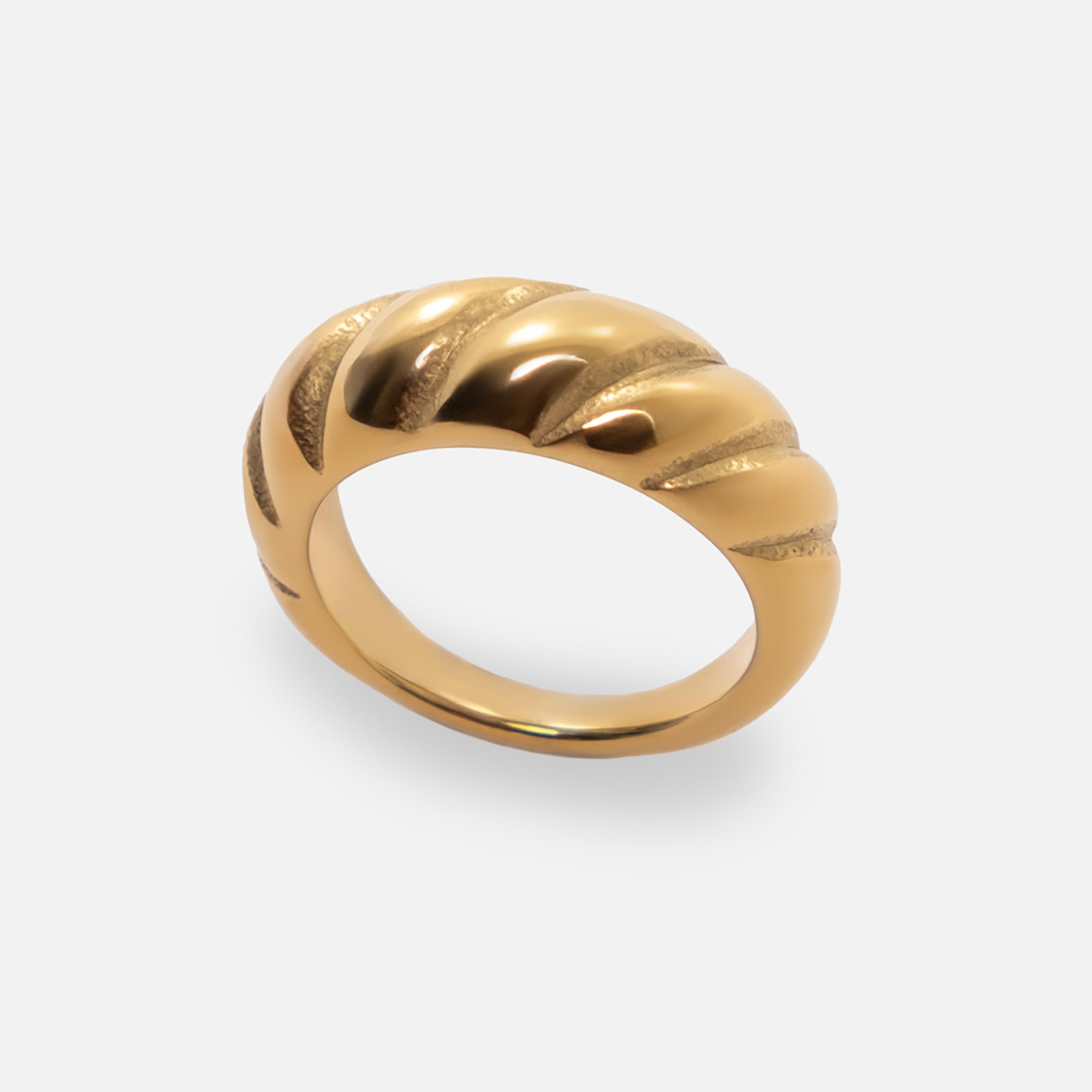 Lichi Women's Gold Textured Rings in Stainless Steel|ring173-women-watchesandjewellery-jewellery-rings-image-2