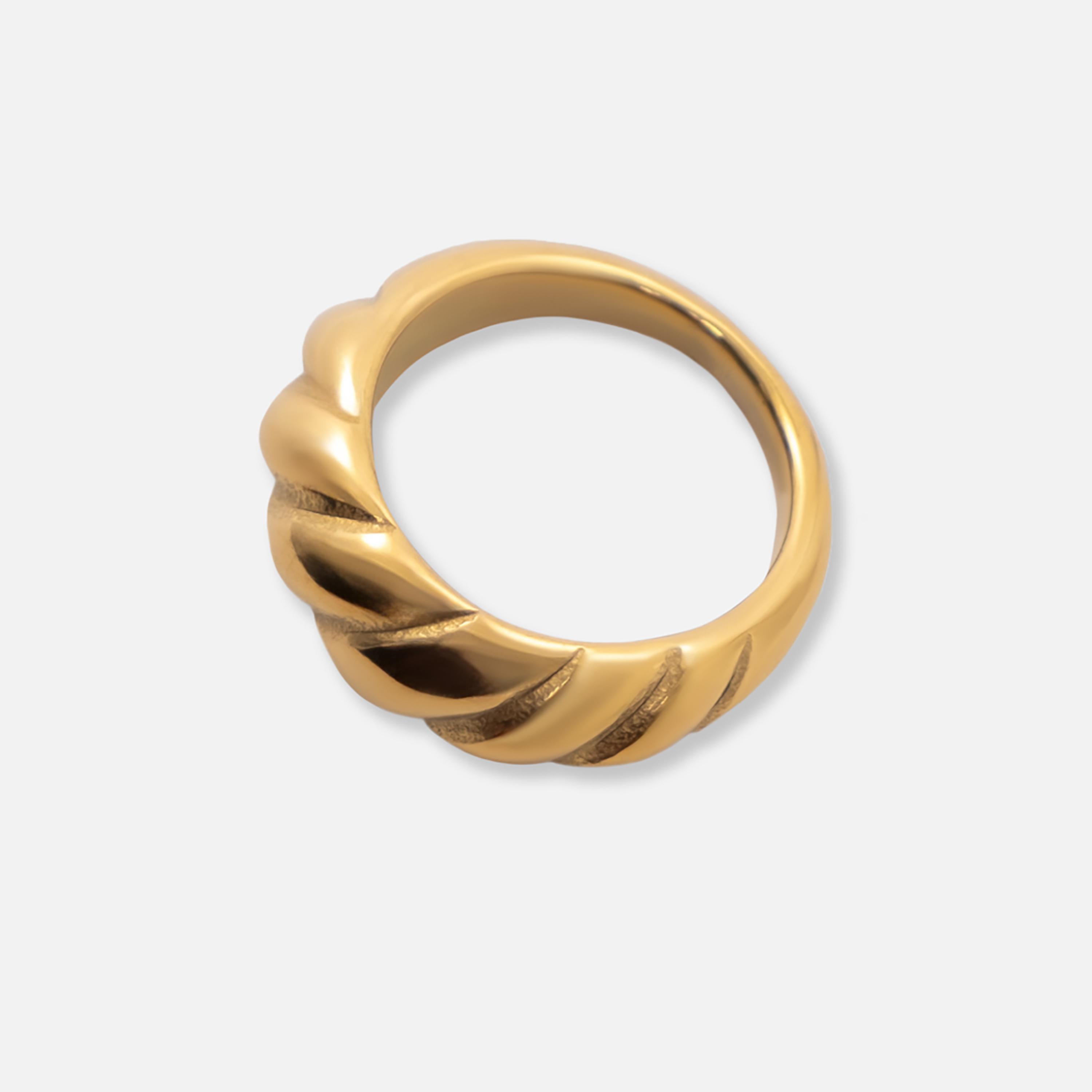 Lichi Women's Gold Textured Rings in Stainless Steel|ring173-women-watchesandjewellery-jewellery-rings-image-3