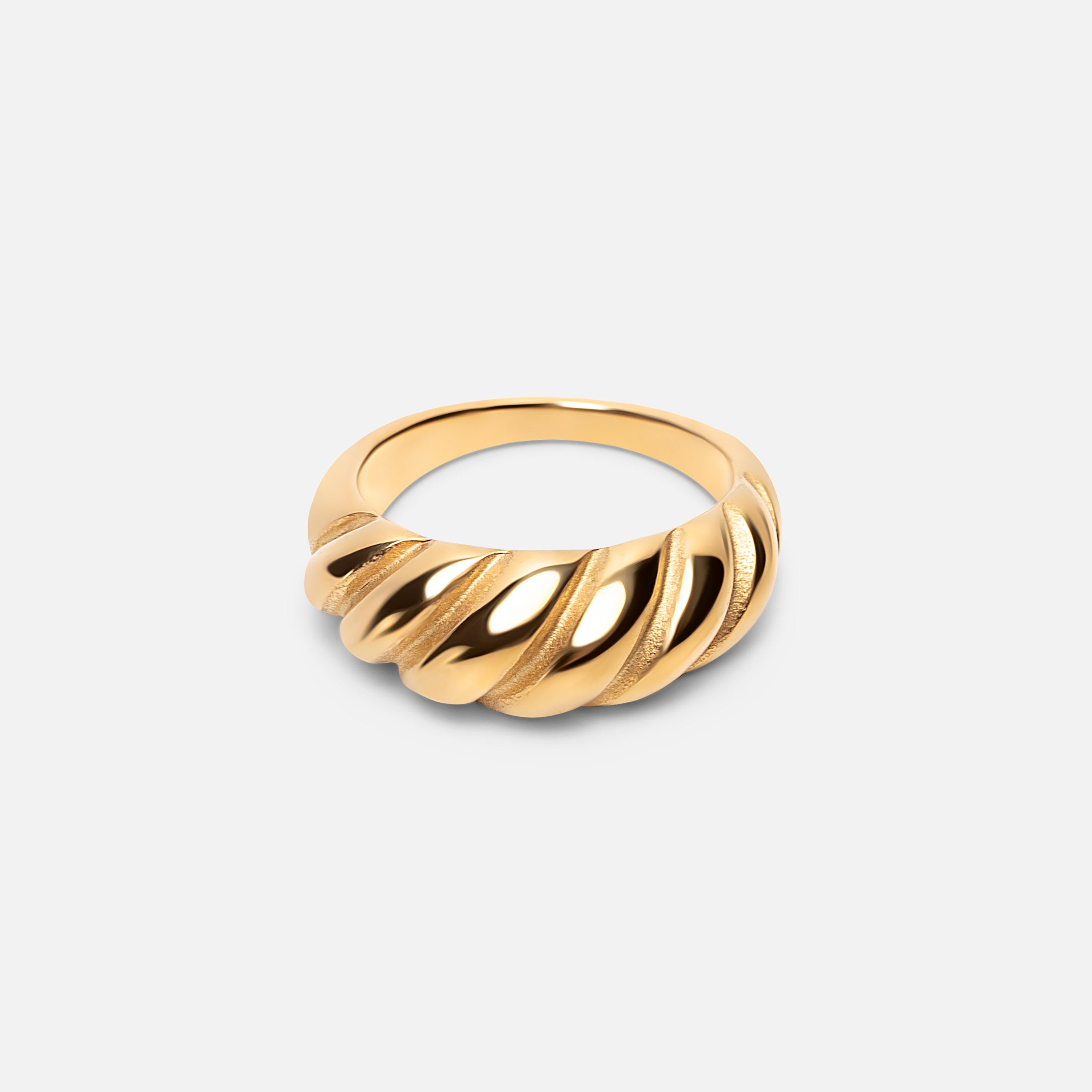 خواتم ليتشي ذهبية بارزة الملمس للنساء من الستانلس ستيل | ring174-women-watchesandjewellery-jewellery-rings-image-2