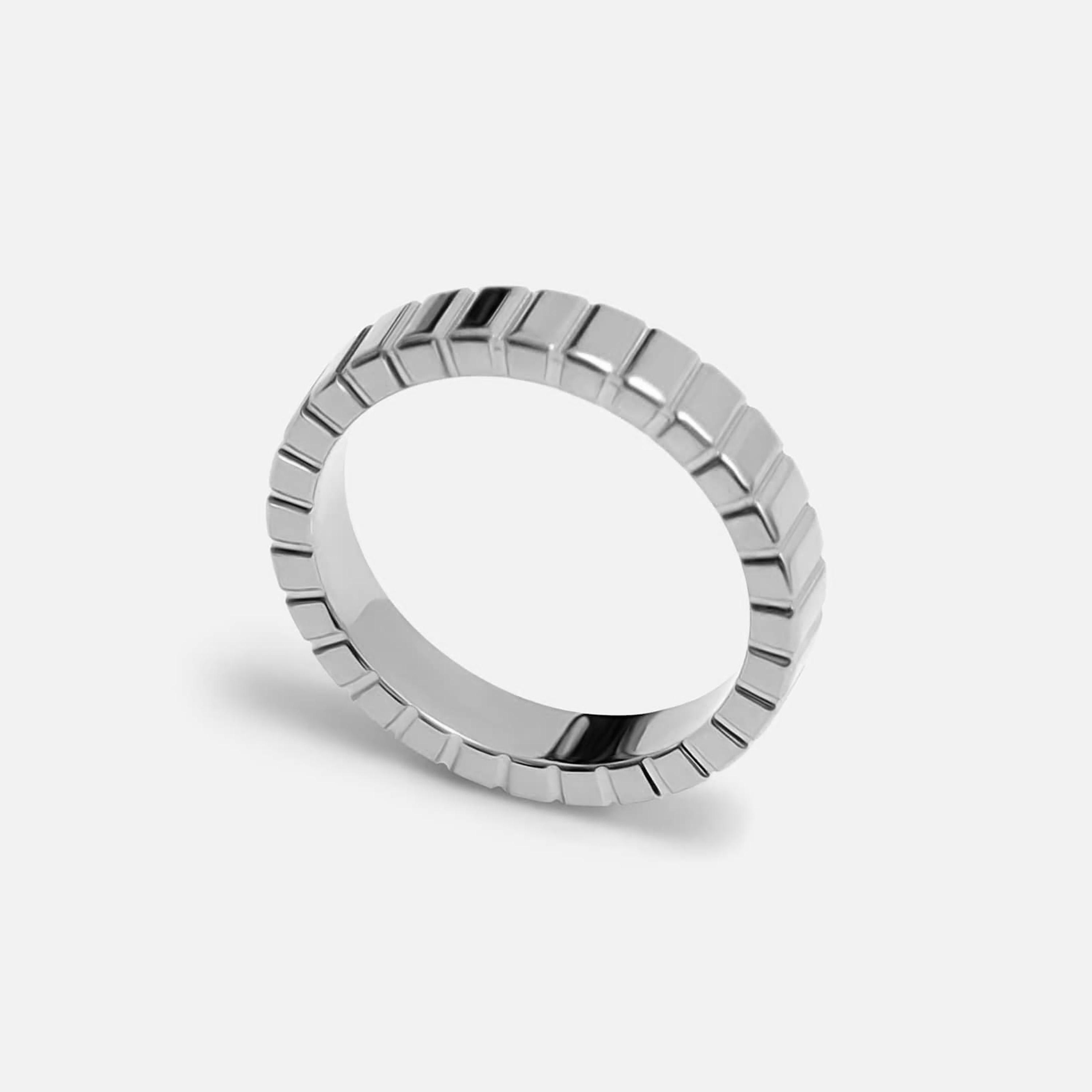 خواتم ليتشي فضية بارزة الملمس للنساء من الستانلس ستيل | ring181-women-watchesandjewellery-jewellery-rings-image-2