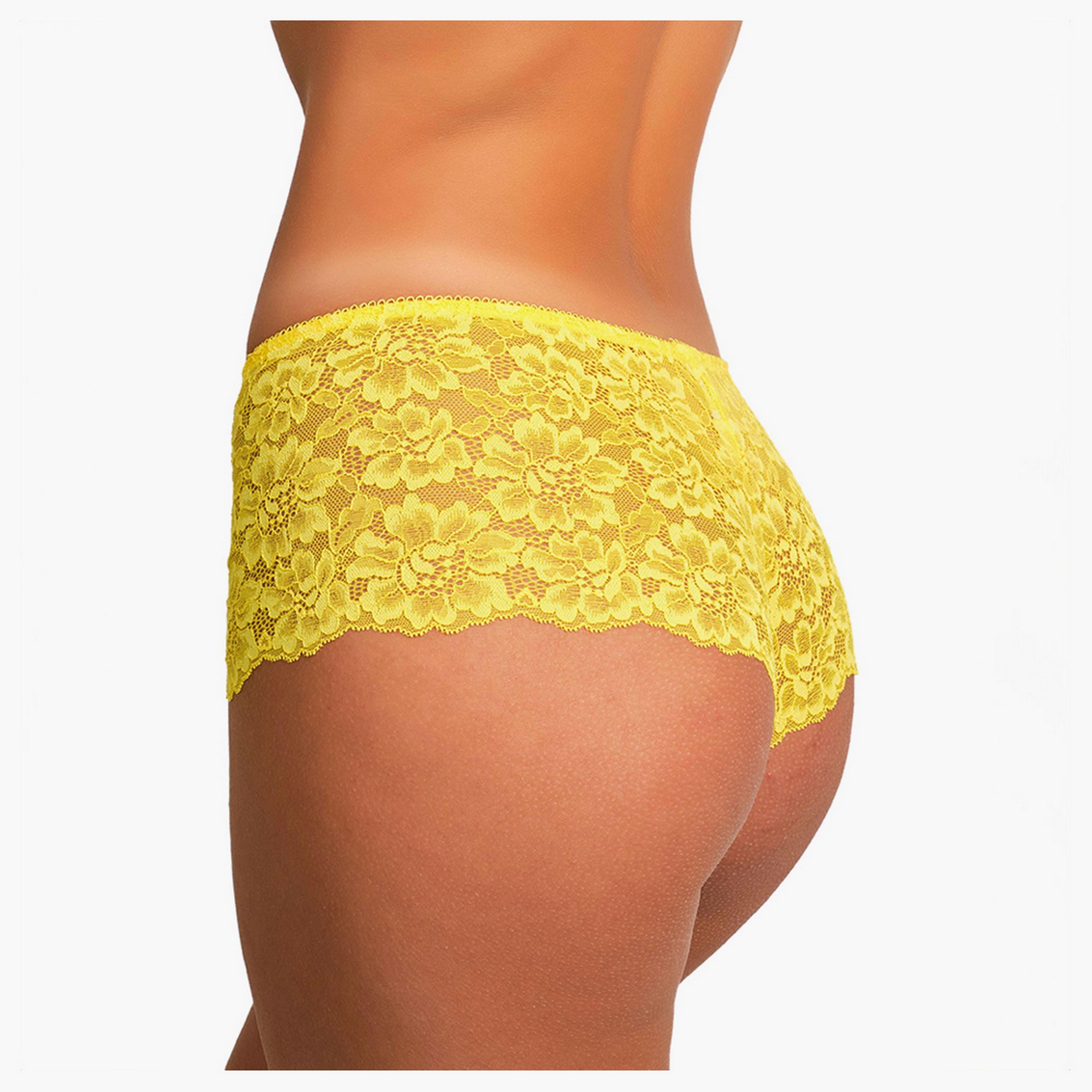 شورتات نسائية بتغطية متوسطة، دانتيل أصفر عصري من إيزلا آند إيفي-women-clothing-lingerie-panties-image-2