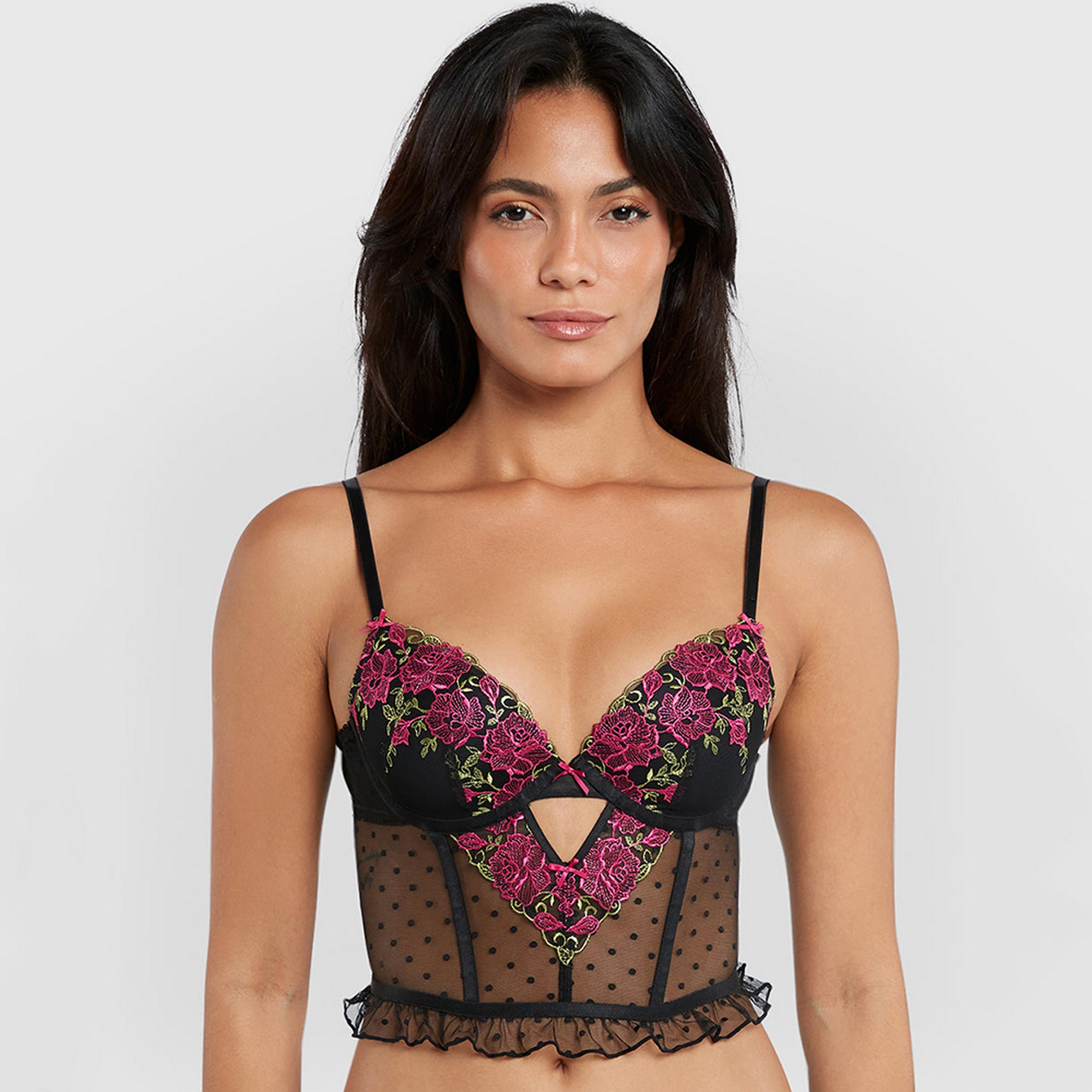 Isla & Evie Multicolour Mesh Wired Medium Support Lightly Padded Women's Push-Up Bustier-women-clothing-lingerie-bras-image-1