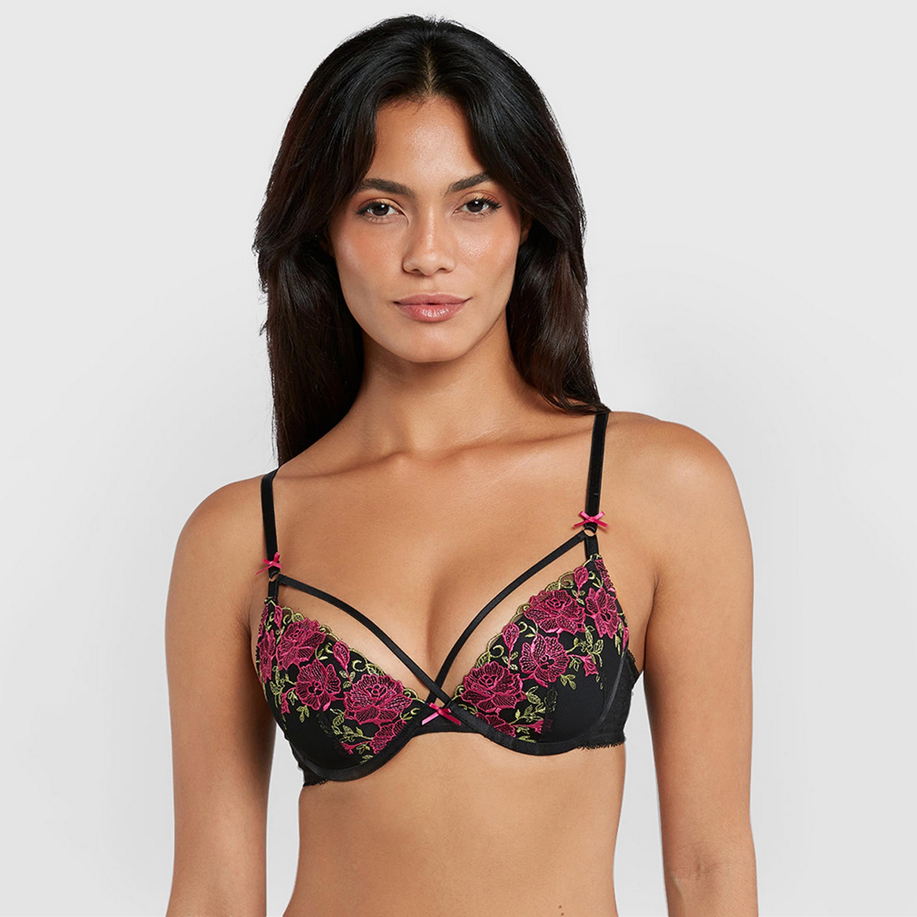 Isla & Evie Multicolour Mesh Wired Medium Support Padded Women's Plunge Bra-women-clothing-lingerie-bras-image-1