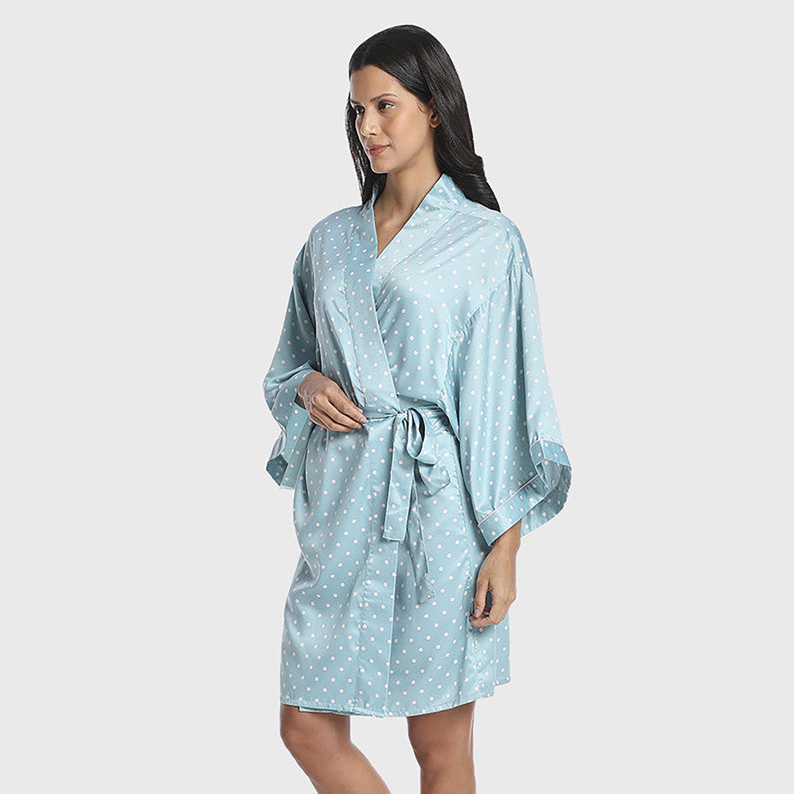 أرواب نوم مثيرة للنساء من Isla & Evie مقاس عادي منقط مفتوح من الأمام وأكمام واسعة-women-clothing-nightwear-robes-image-3
