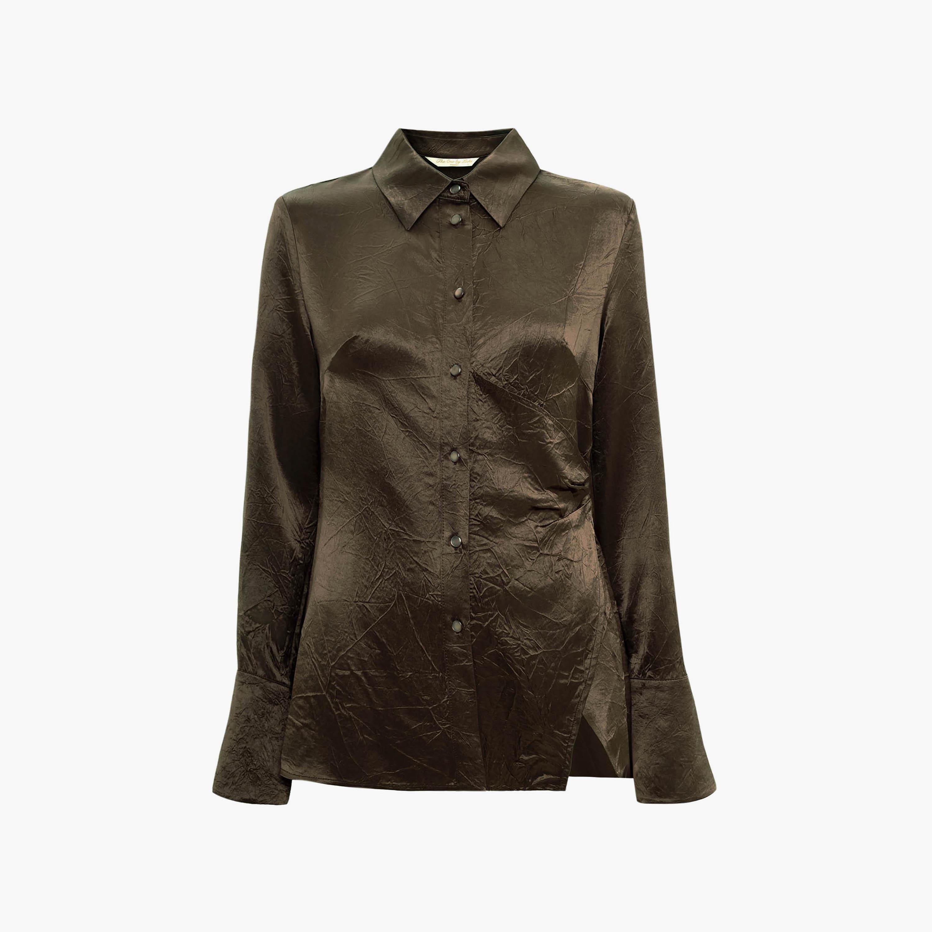 قميص بياقة من الأسيتات بتأثير مجعد للنساء من ليتشي-women-clothing-shirtsandblouses-shirts-image-4