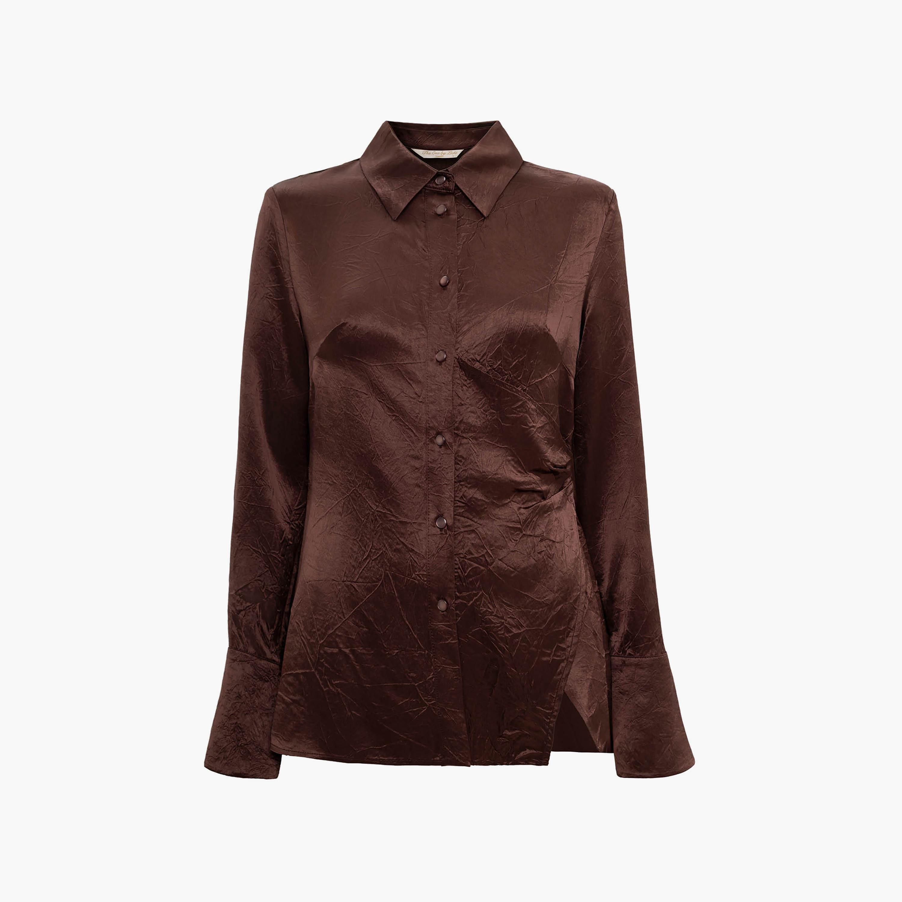 Lichi Crinkled Effect Acetate Collared Women's Shirt-women-clothing-shirtsandblouses-shirts-image-5