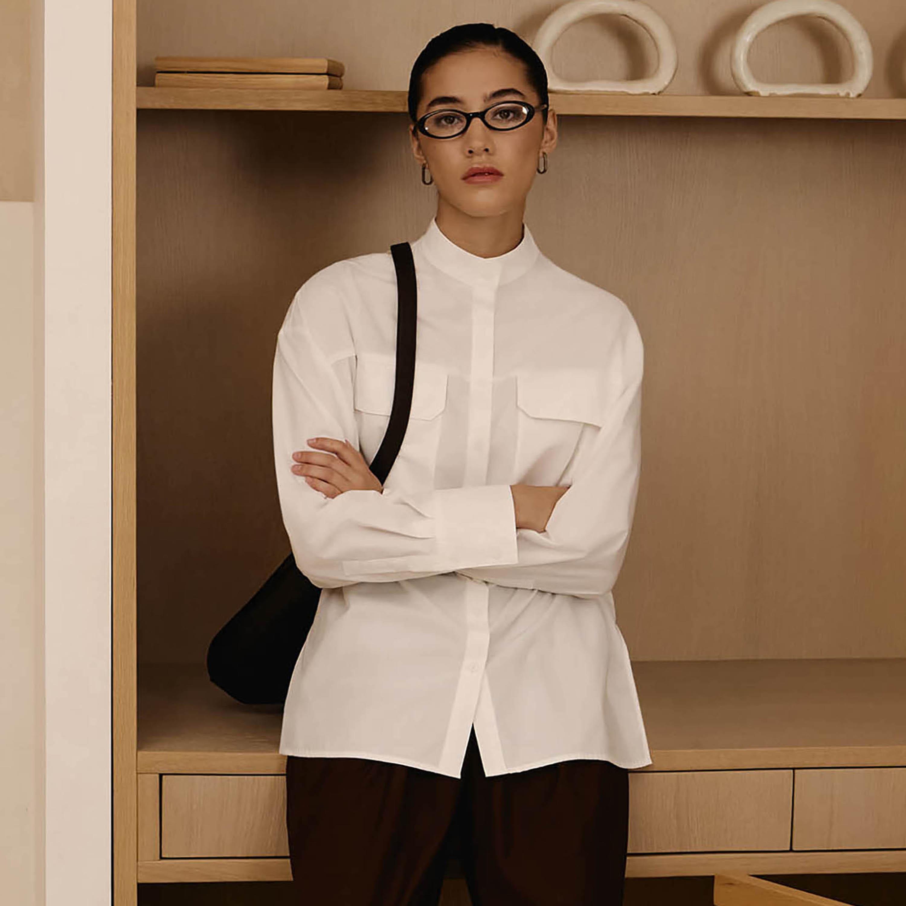 قميص أبيض بياقة وأكتاف منسدلة للنساء من ليتشي-women-clothing-shirtsandblouses-shirts-image-1
