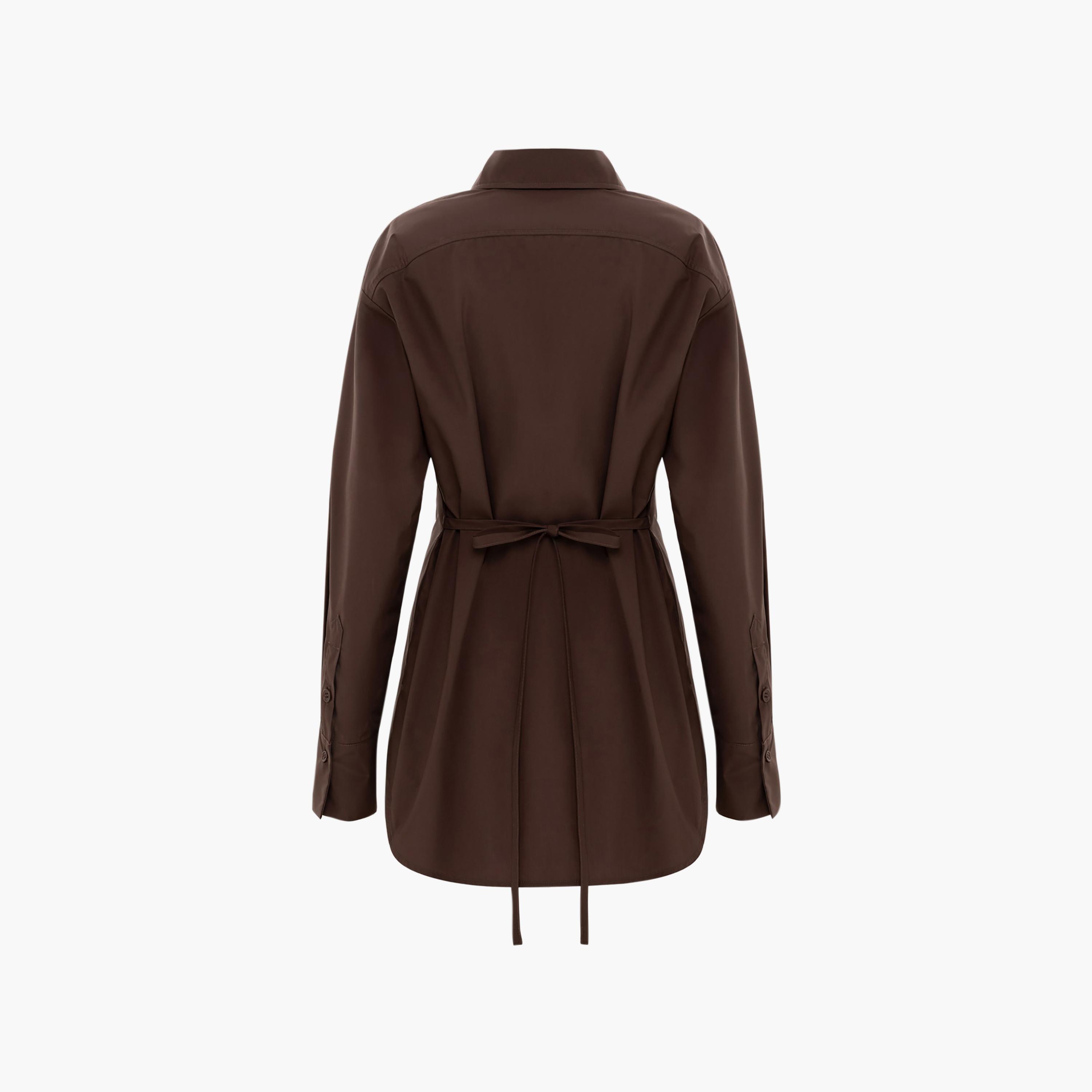 قميص بني بياقة وأكتاف منسدلة للنساء من ليتشي-women-clothing-shirtsandblouses-shirts-image-6