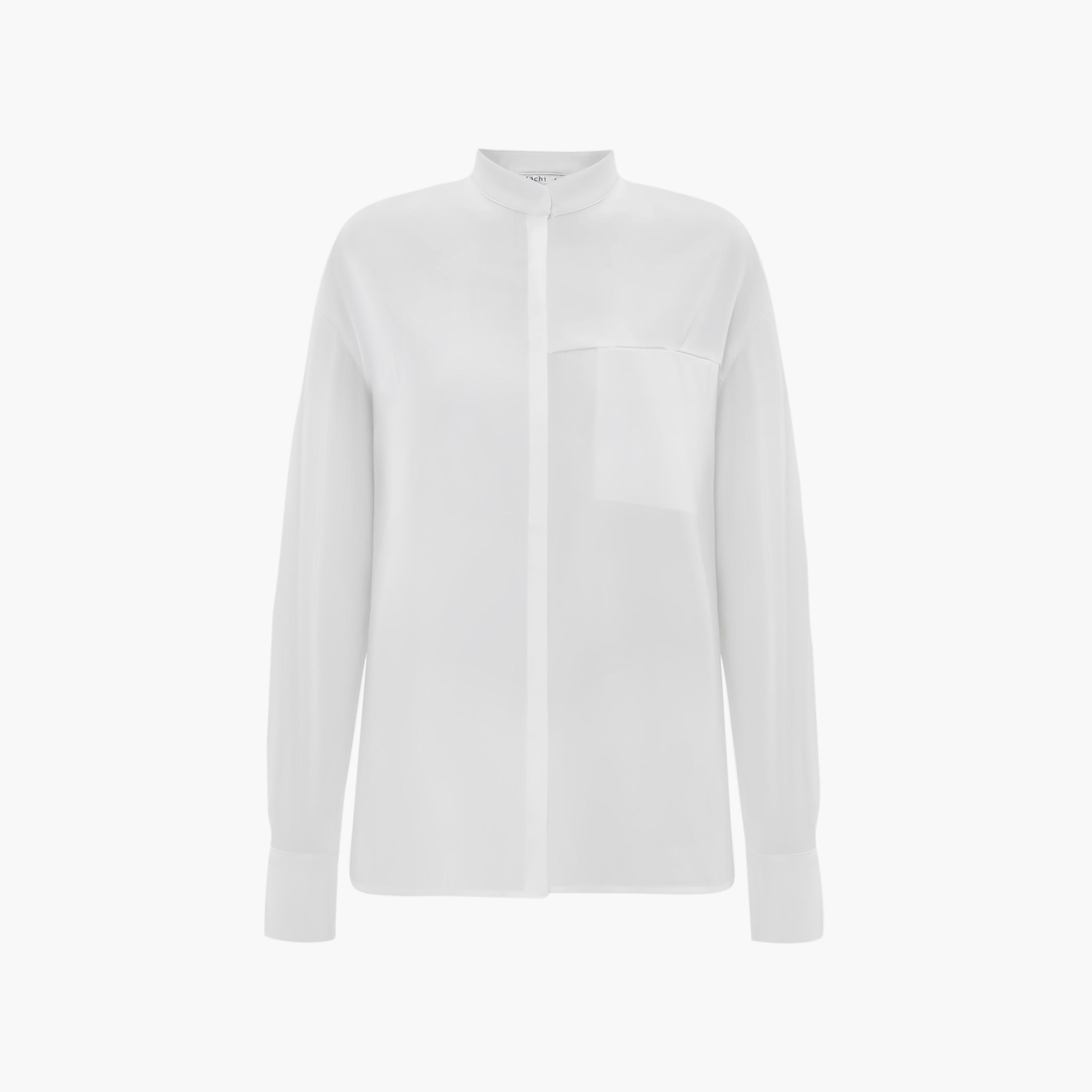 قميص أبيض بياقة ماندارين وأكتاف منسدلة للنساء من ليتشي-women-clothing-shirtsandblouses-shirts-image-5