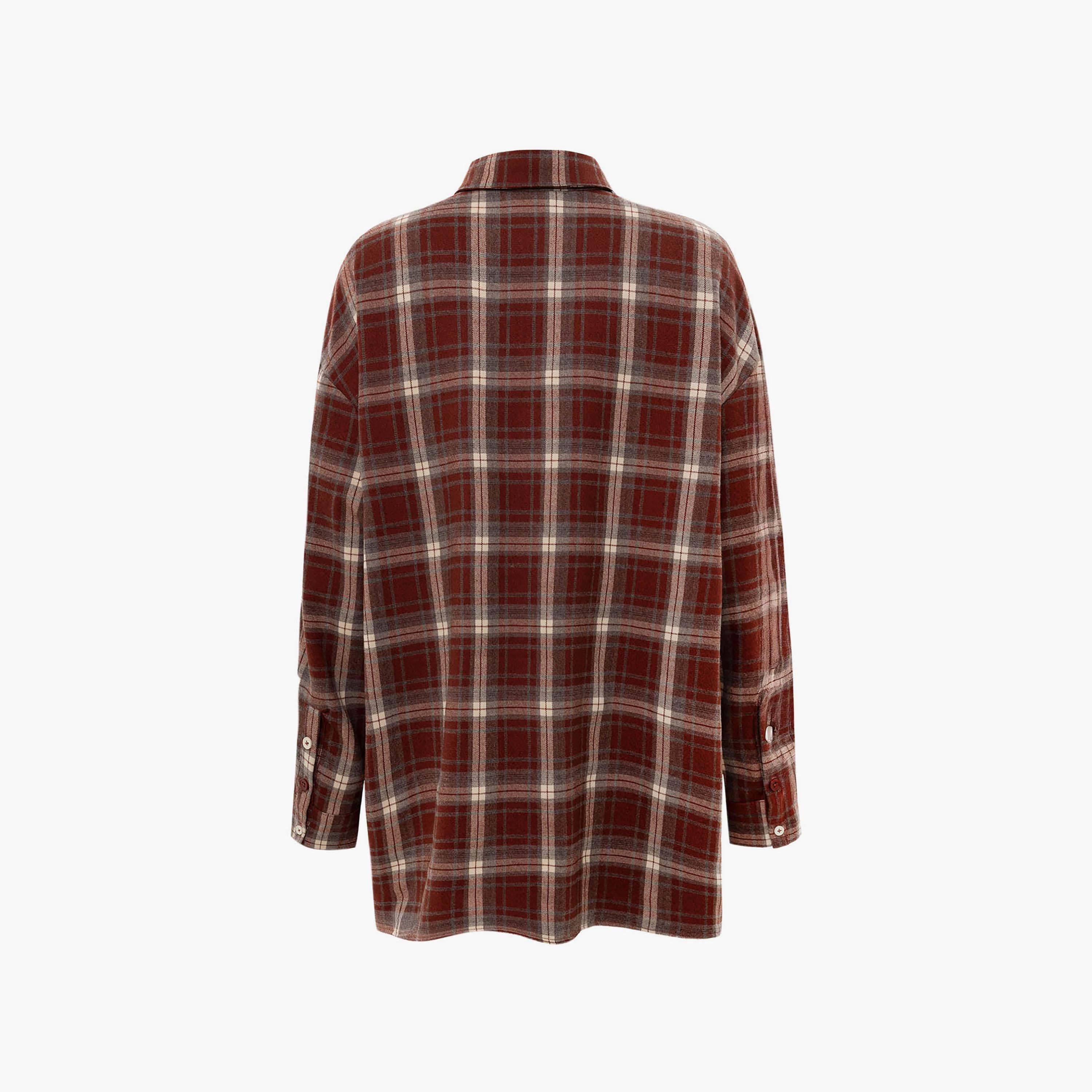 قميص كاروهات أحمر بياقة وأكتاف منسدلة للنساء من ليتشي-women-clothing-shirtsandblouses-shirts-image-6