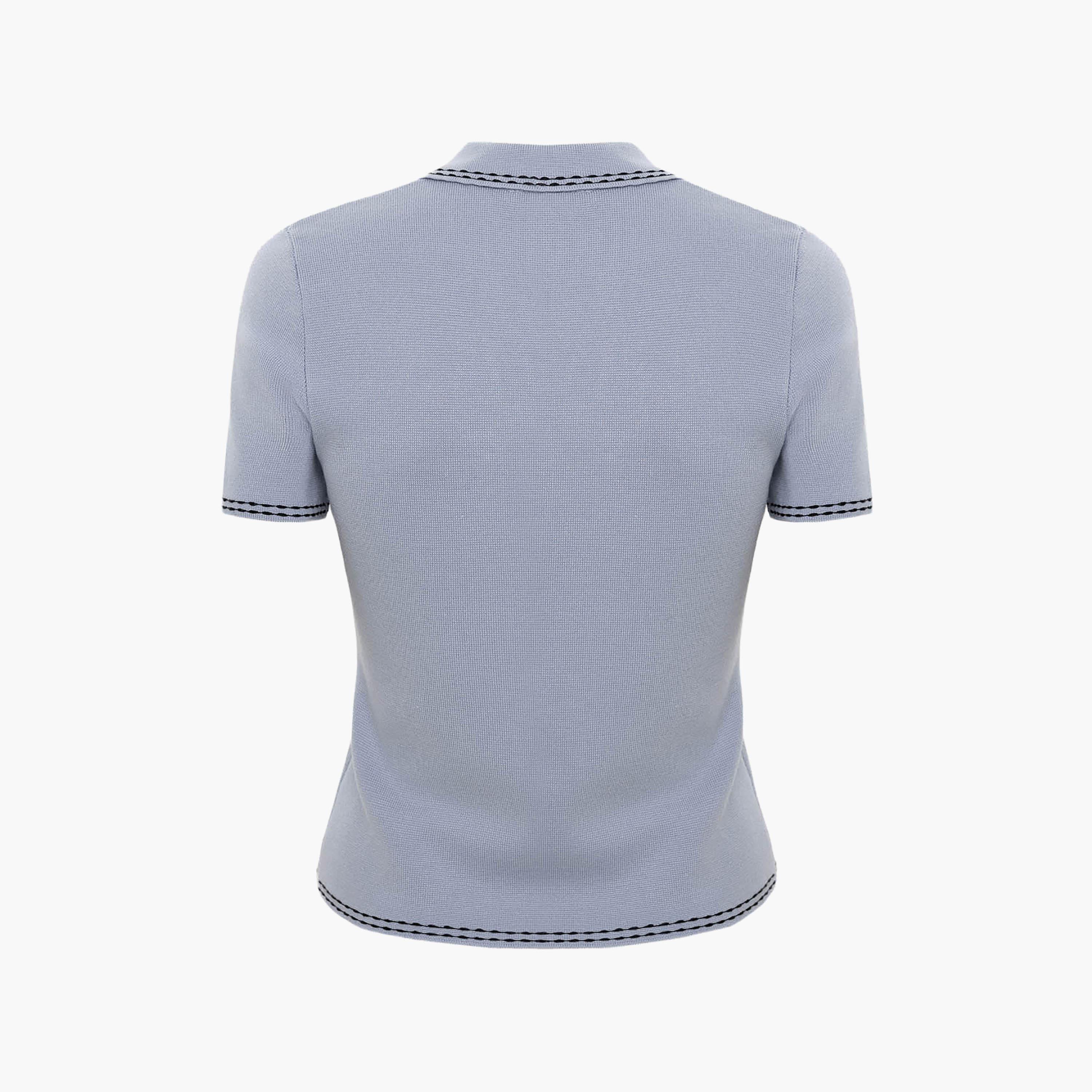 Lichi Contrast Stitched Lapel Collar Women's Polo T-Shirt-women-clothing-tshirts-image-6