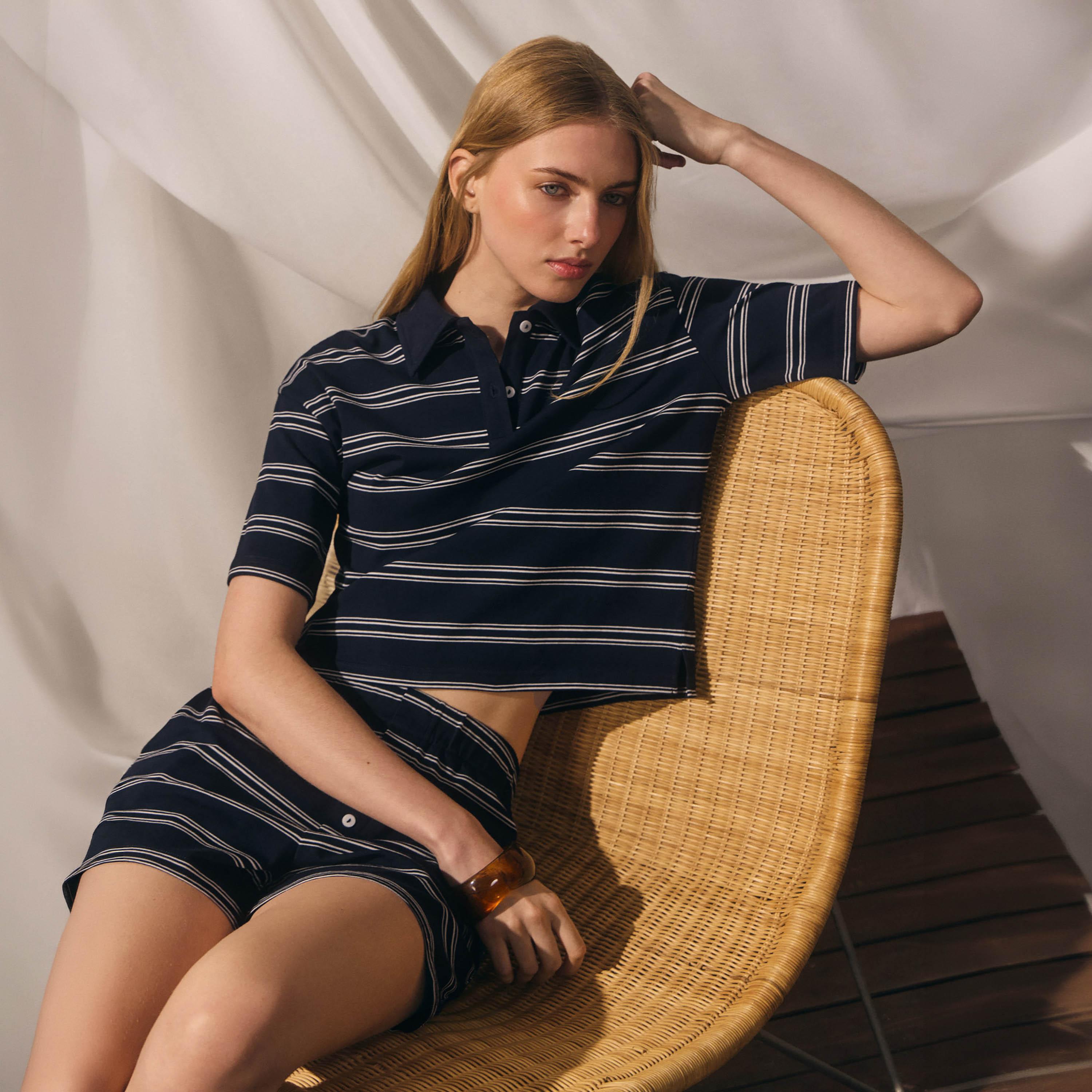 Lichi Striped Collared Women's Polo T-Shirt-women-clothing-tshirts-image-3