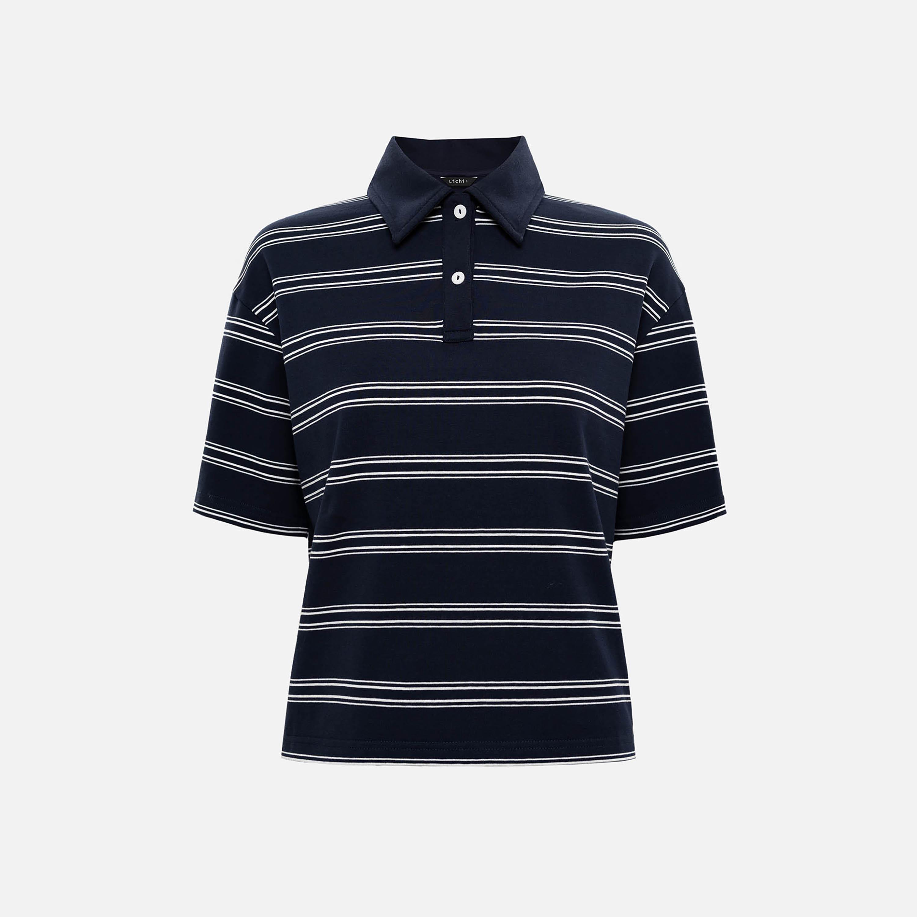 Lichi Striped Collared Women's Polo T-Shirt-women-clothing-tshirts-image-5