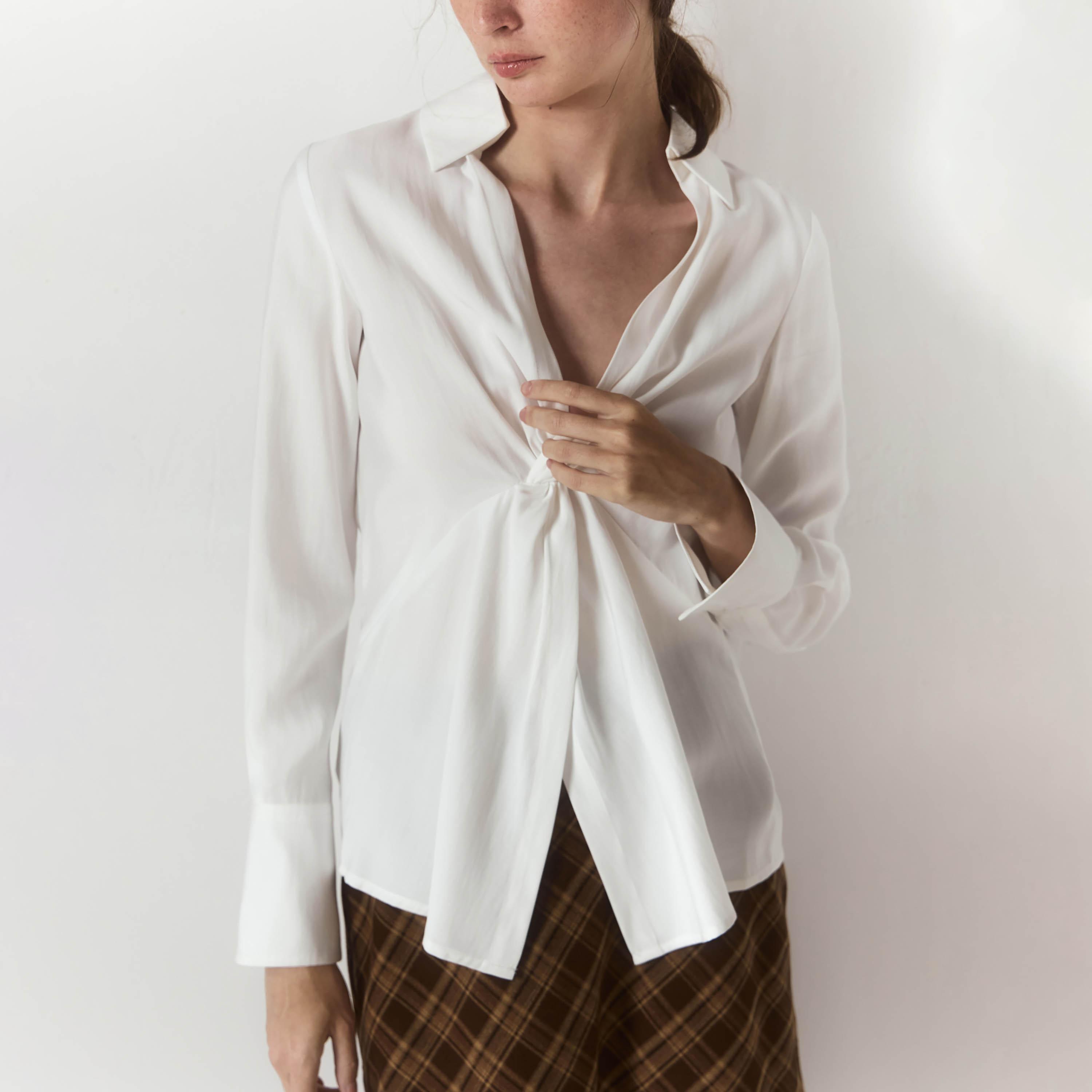 Lichi Knot-Detailed Collared Women's Shirt Style Top-women-clothing-shirtsandblouses-blouses-image-1