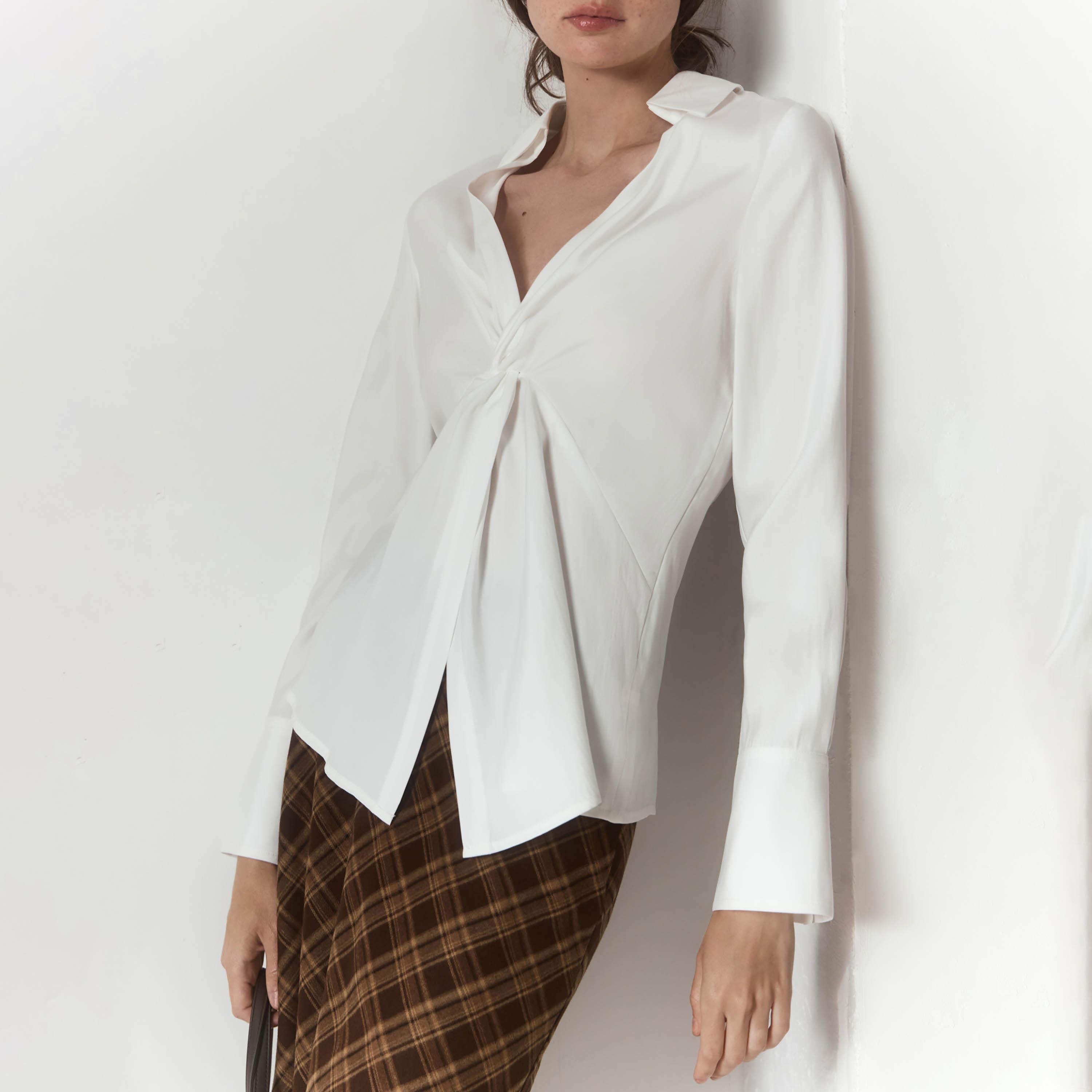Lichi Knot-Detailed Collared Women's Shirt Style Top-women-clothing-shirtsandblouses-blouses-image-3