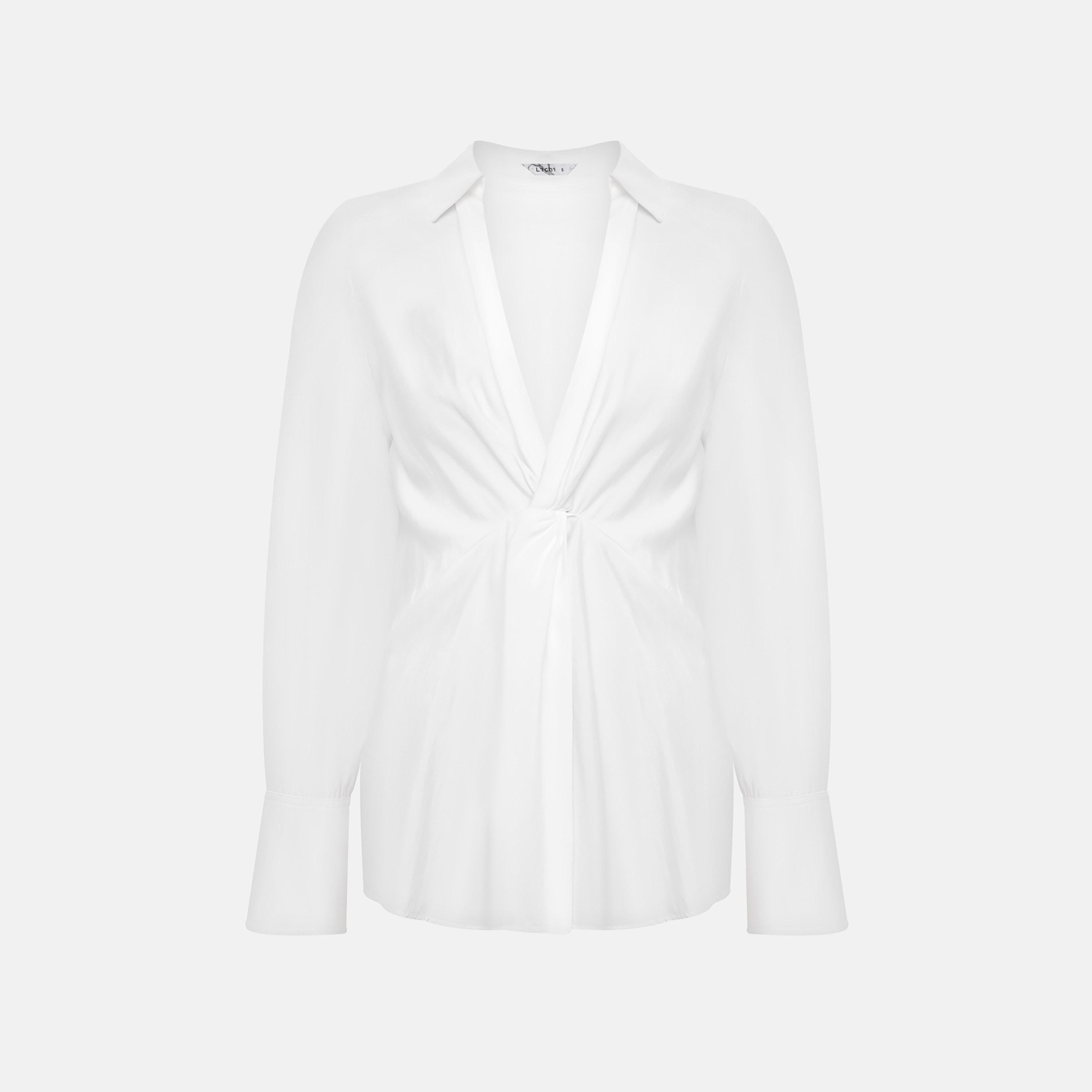 Lichi Knot-Detailed Collared Women's Shirt Style Top-women-clothing-shirtsandblouses-blouses-image-5