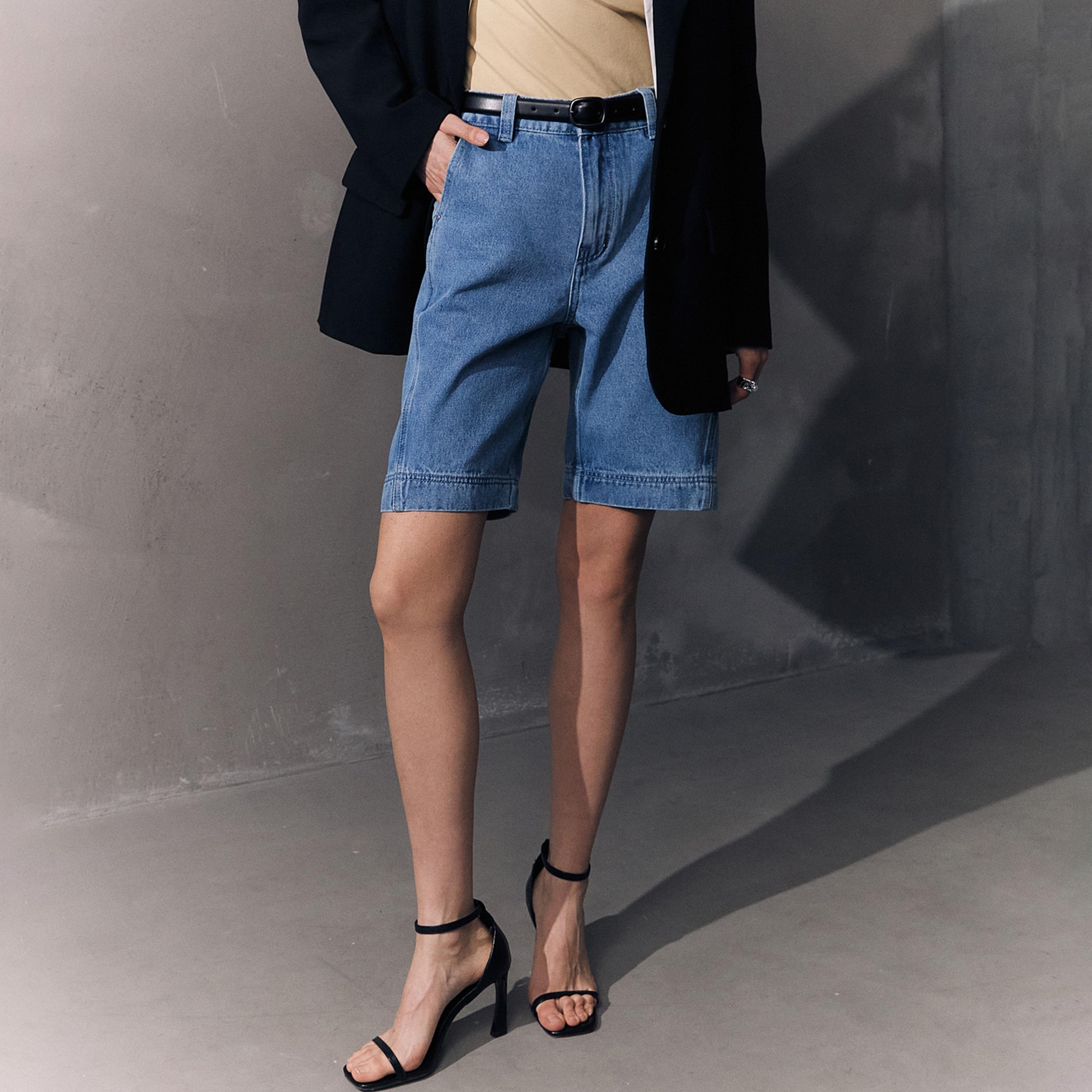 شورت برمودا جينز قطن أزرق للنساء من ليتشي-women-clothing-bottoms-shorts-image-1