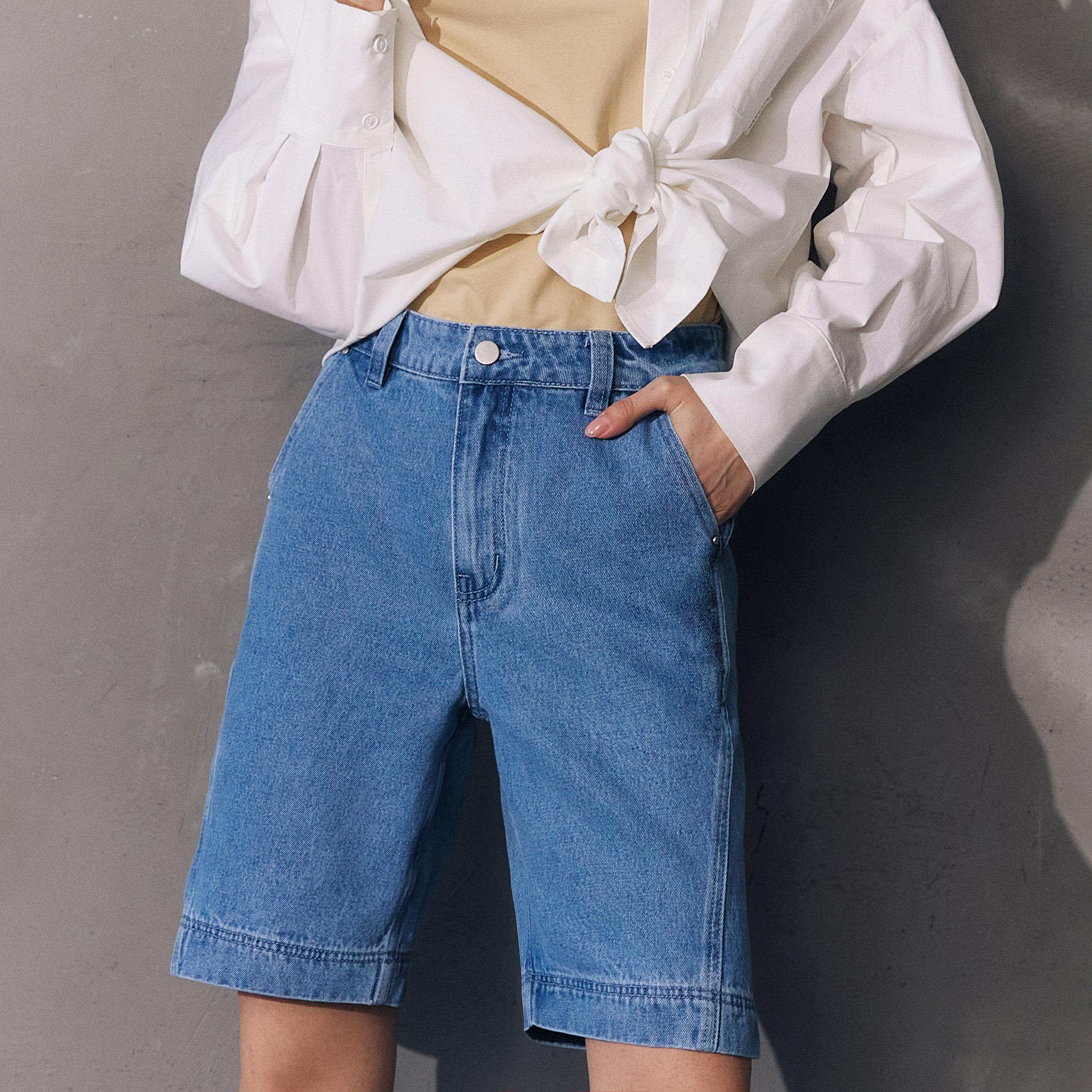 شورت برمودا جينز قطن أزرق للنساء من ليتشي-women-clothing-bottoms-shorts-image-4