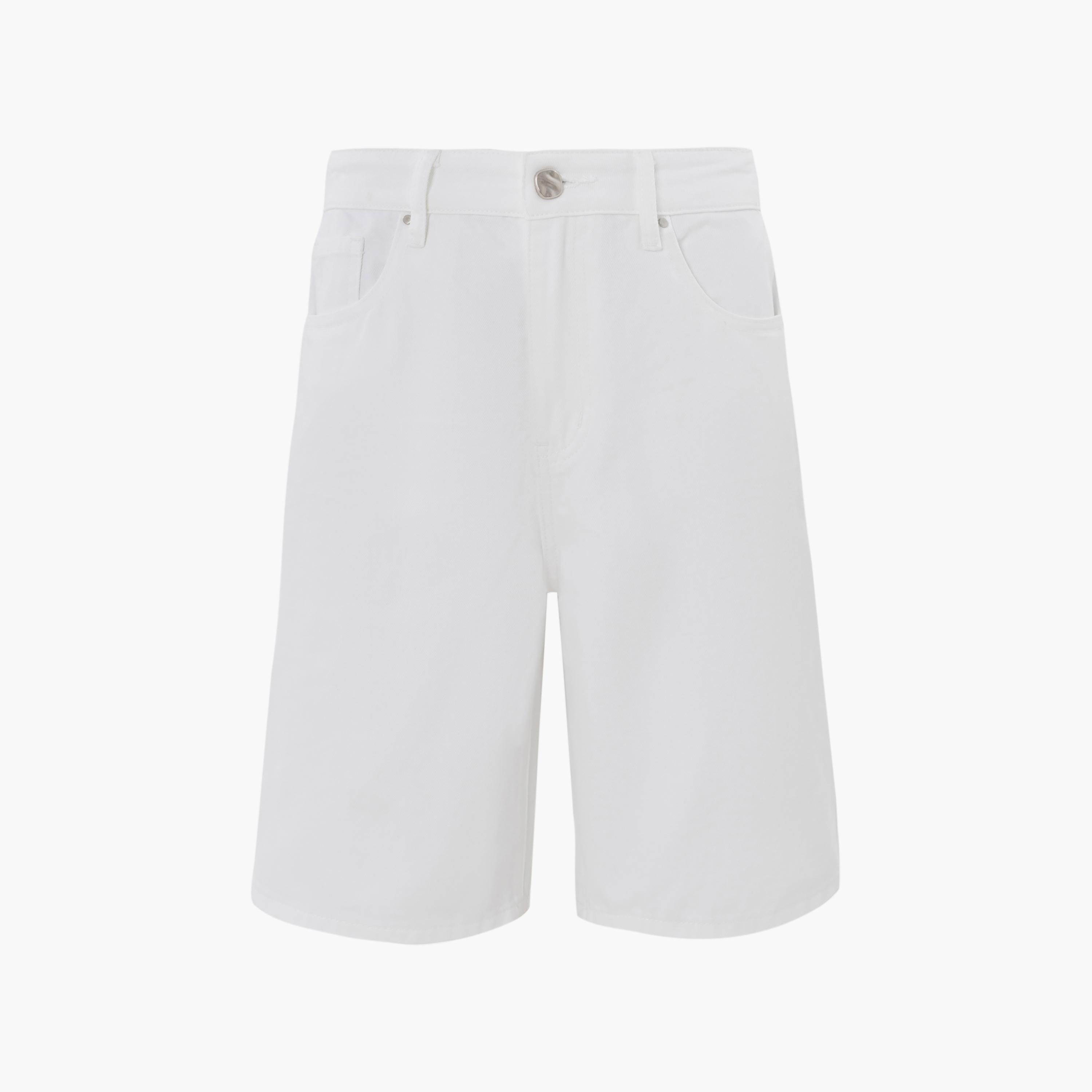 شورت برمودا قطن ستريتش أبيض للنساء من ليتشي-women-clothing-bottoms-shorts-image-5
