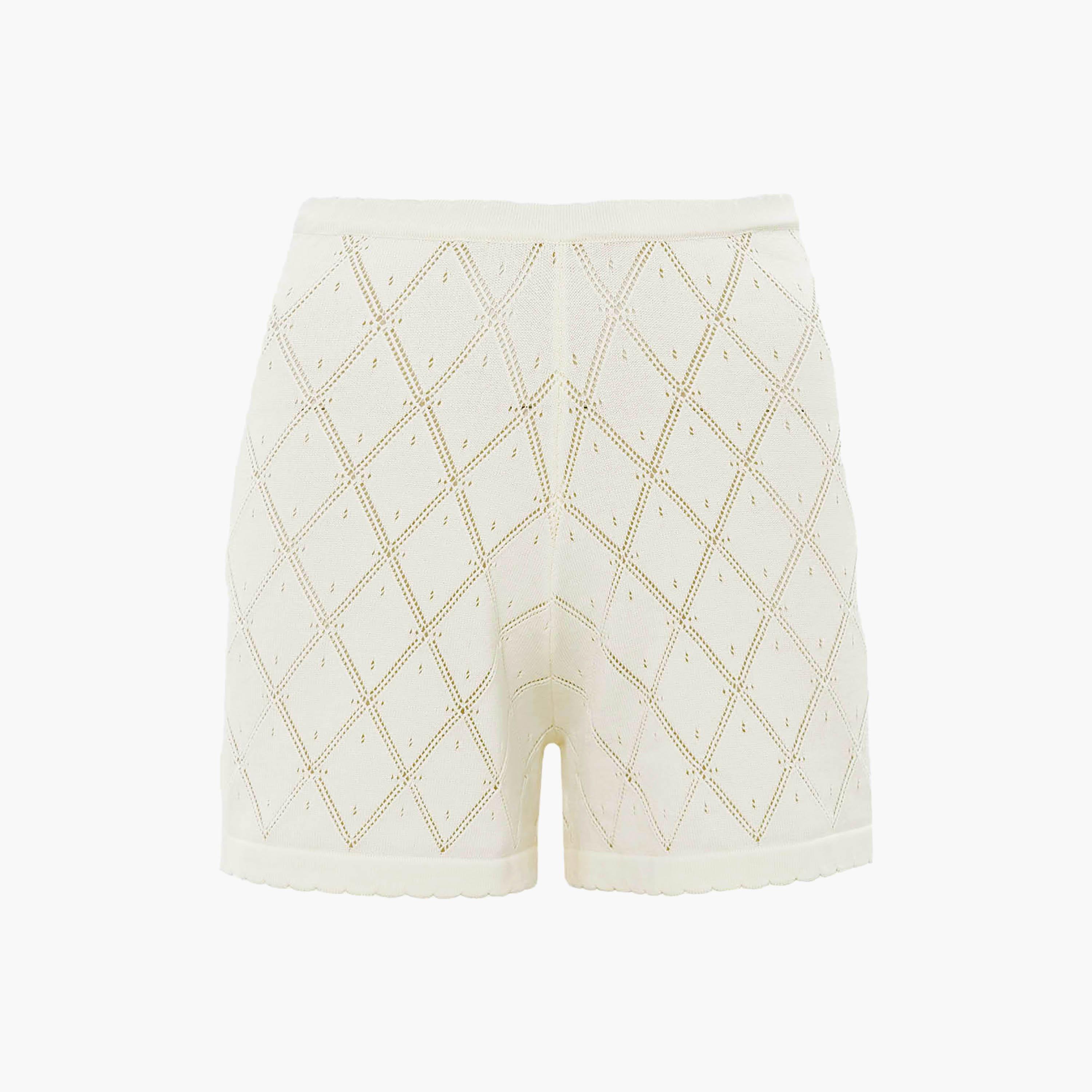 Lichi Cream Diamond Knit Women's Shorts-women-clothing-bottoms-shorts-image-5