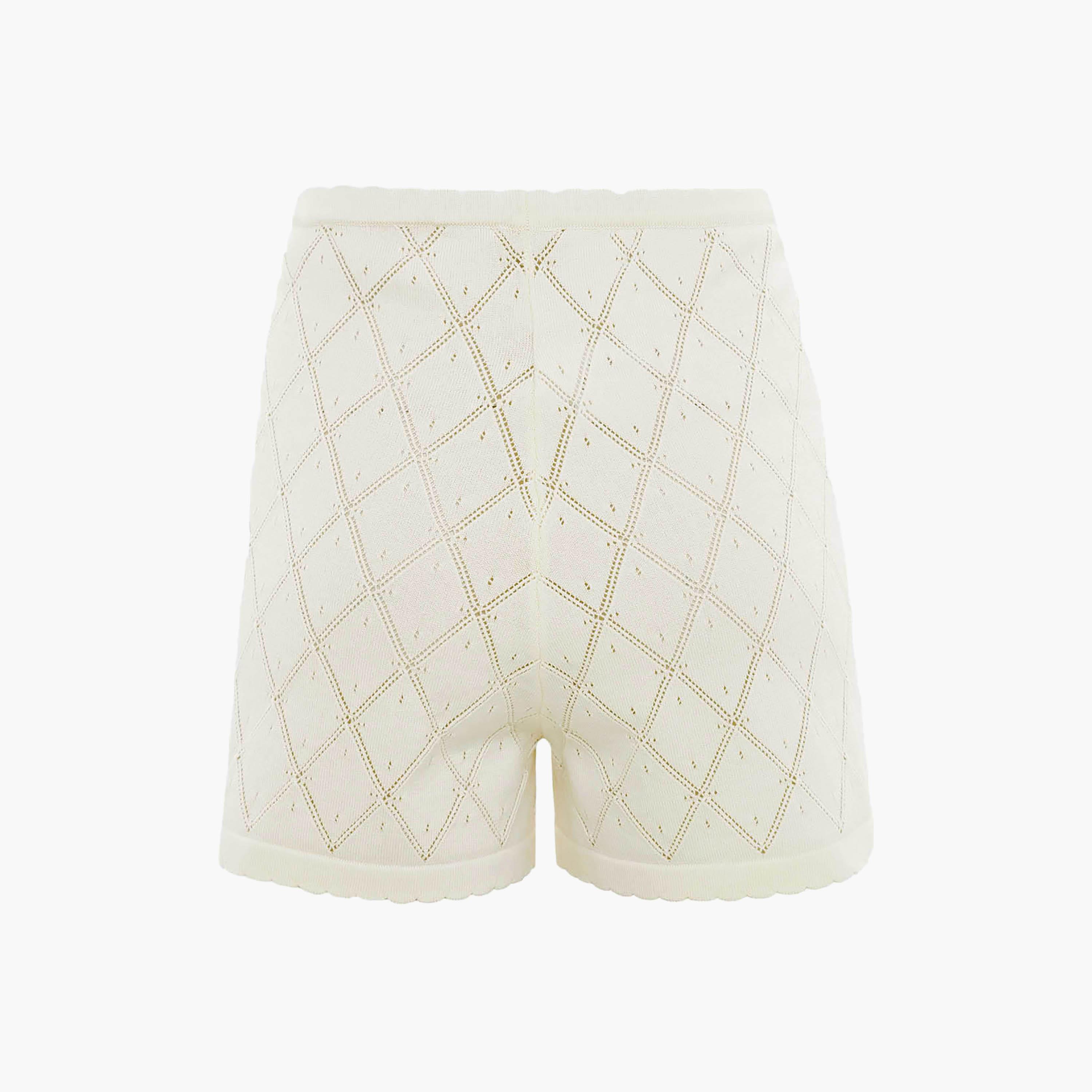 Lichi Cream Diamond Knit Women's Shorts-women-clothing-bottoms-shorts-image-6