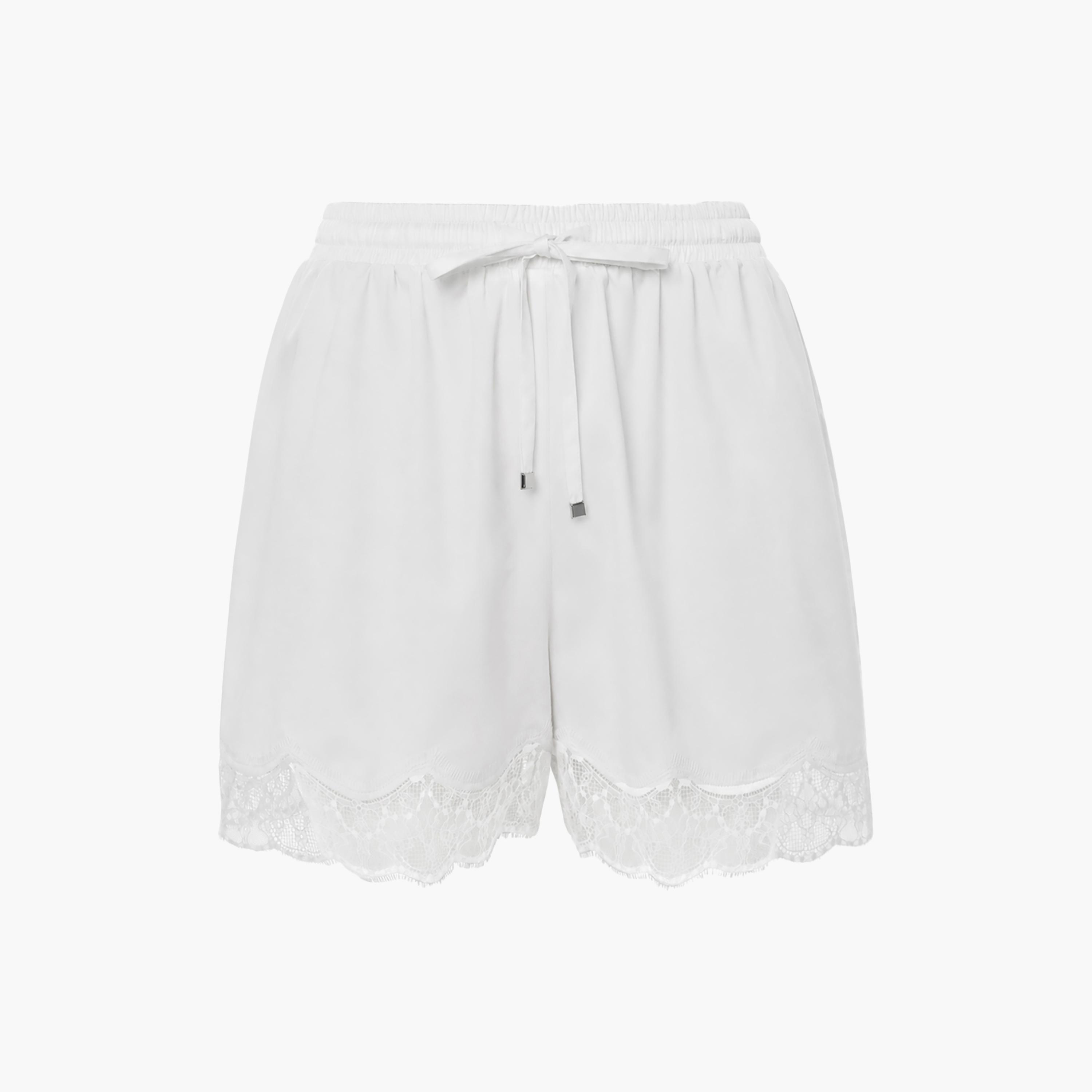Lichi White Lace Trim Satin Women's Shorts-women-clothing-bottoms-shorts-image-5