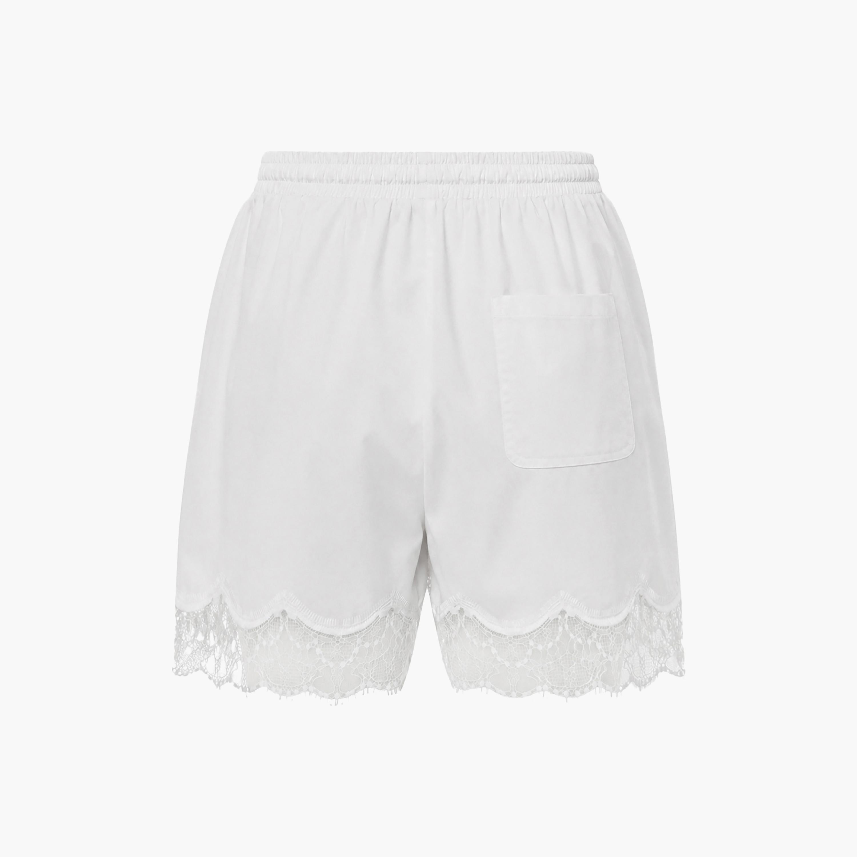 Lichi White Lace Trim Satin Women's Shorts-women-clothing-bottoms-shorts-image-6