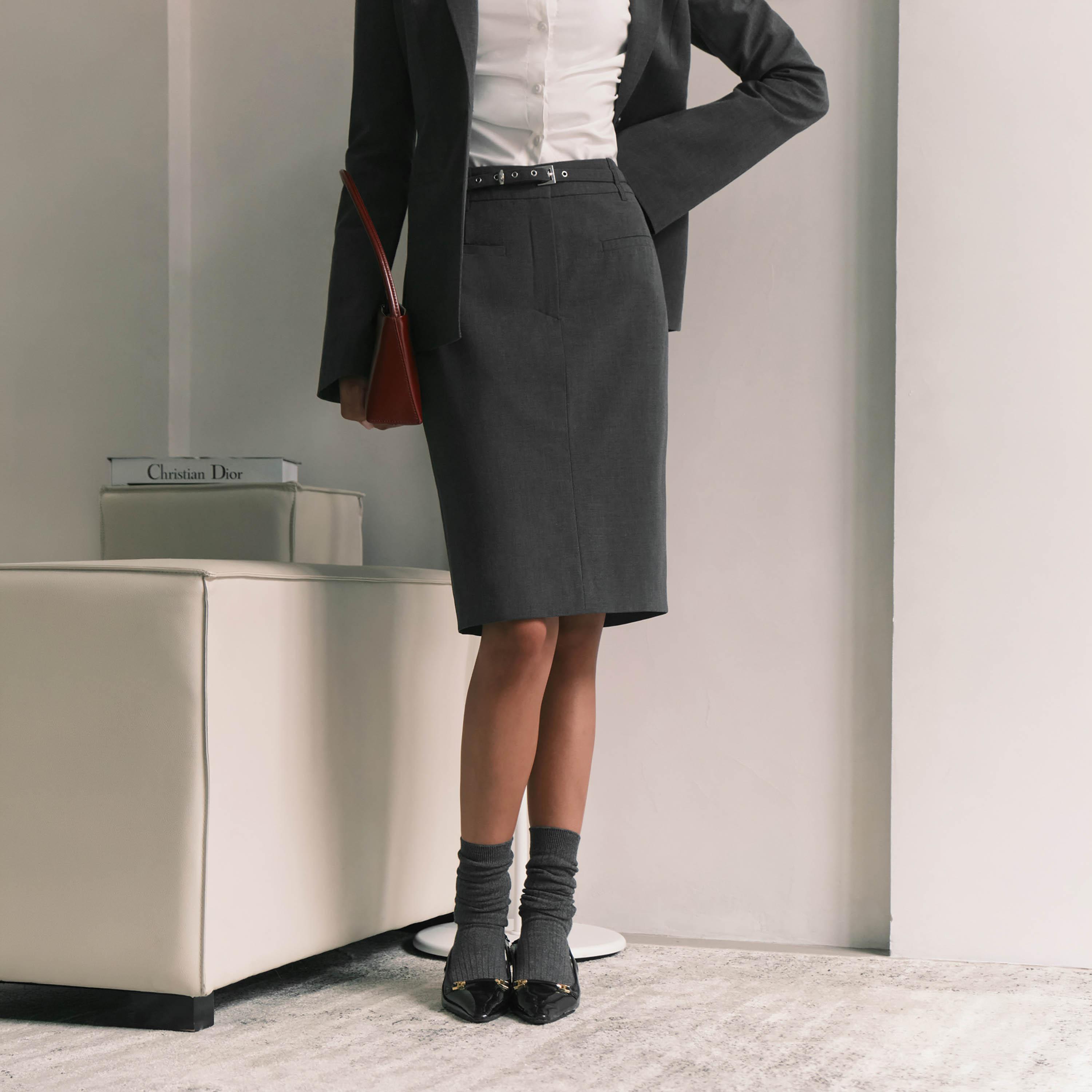 Lichi Grey Pencil Women's Knee Length Skirt-women-clothing-bottoms-skirts-image-1