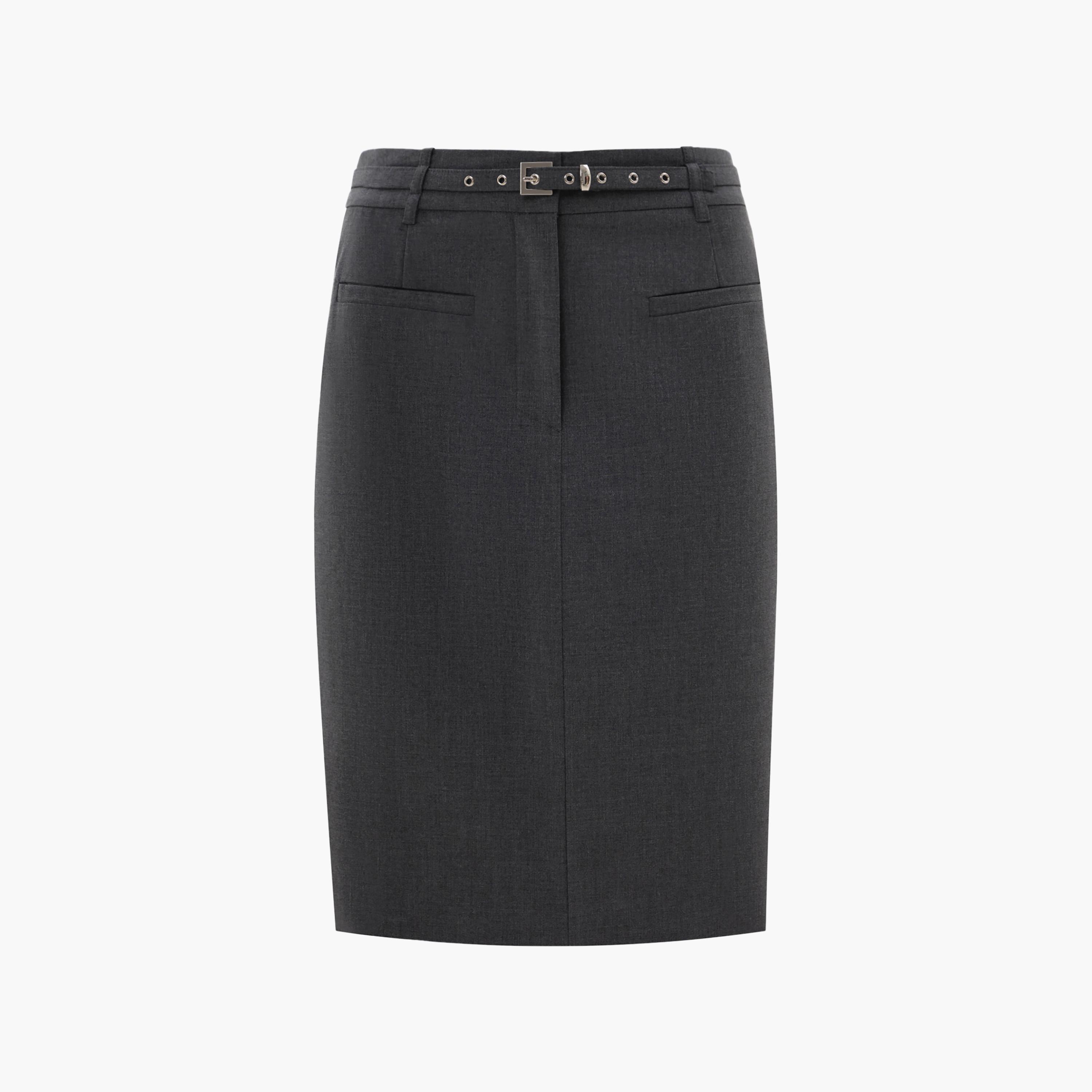 Lichi Grey Pencil Women's Knee Length Skirt-women-clothing-bottoms-skirts-image-5