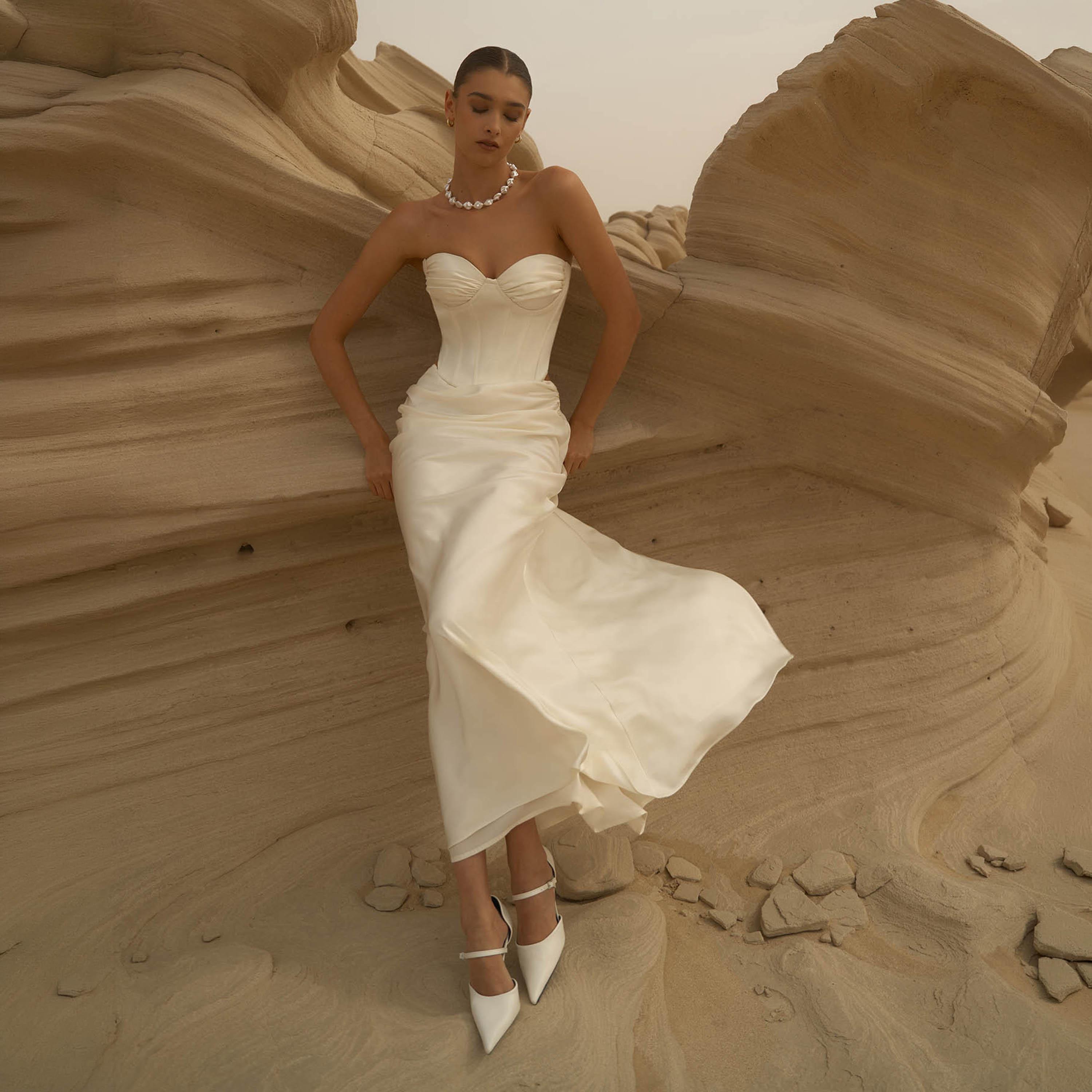 تنورة سهرة ماكسي ستان بقصة ايه لاين كريمي للنساء من ليتشي-women-clothing-bottoms-skirts-image-2