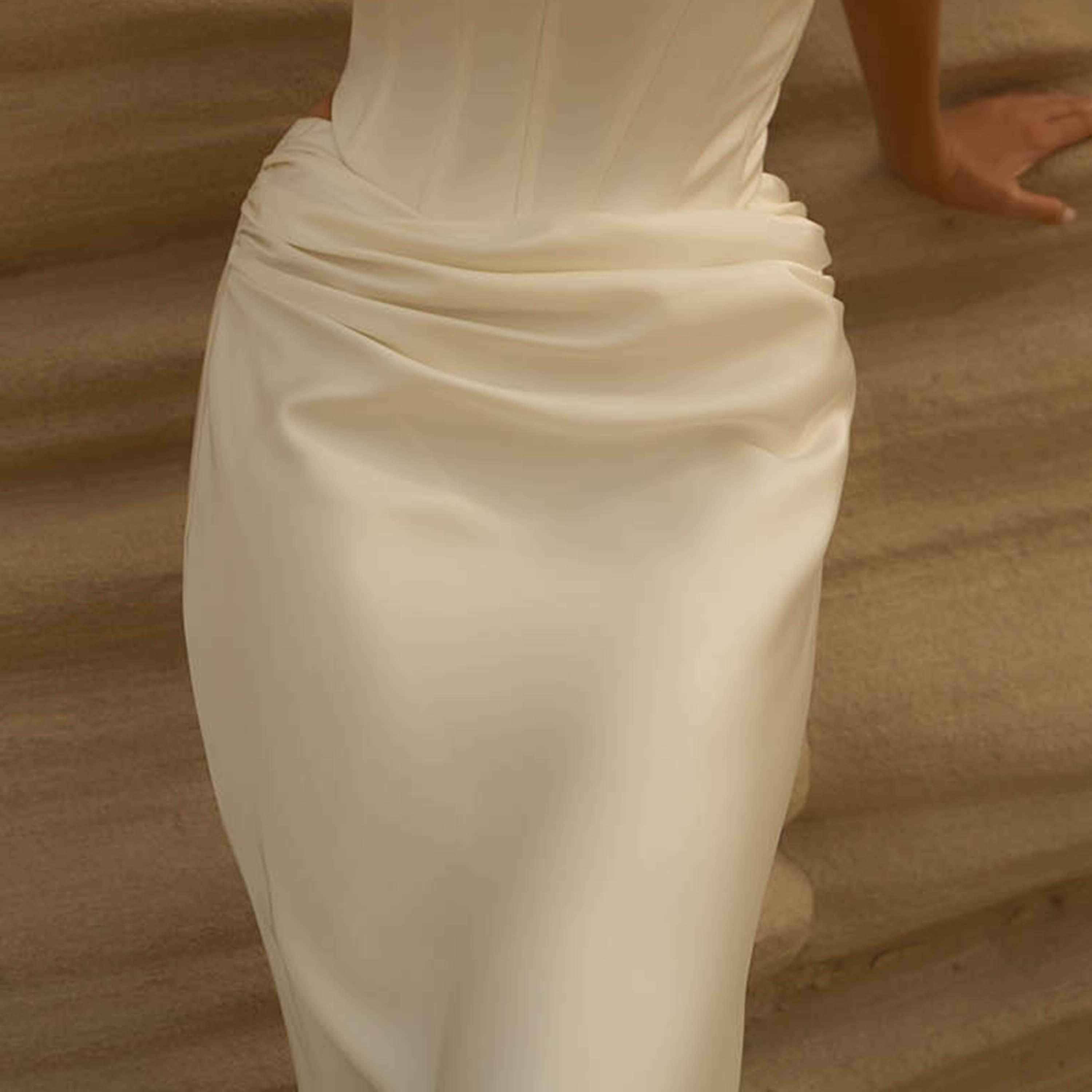تنورة سهرة ماكسي ستان بقصة ايه لاين كريمي للنساء من ليتشي-women-clothing-bottoms-skirts-image-3