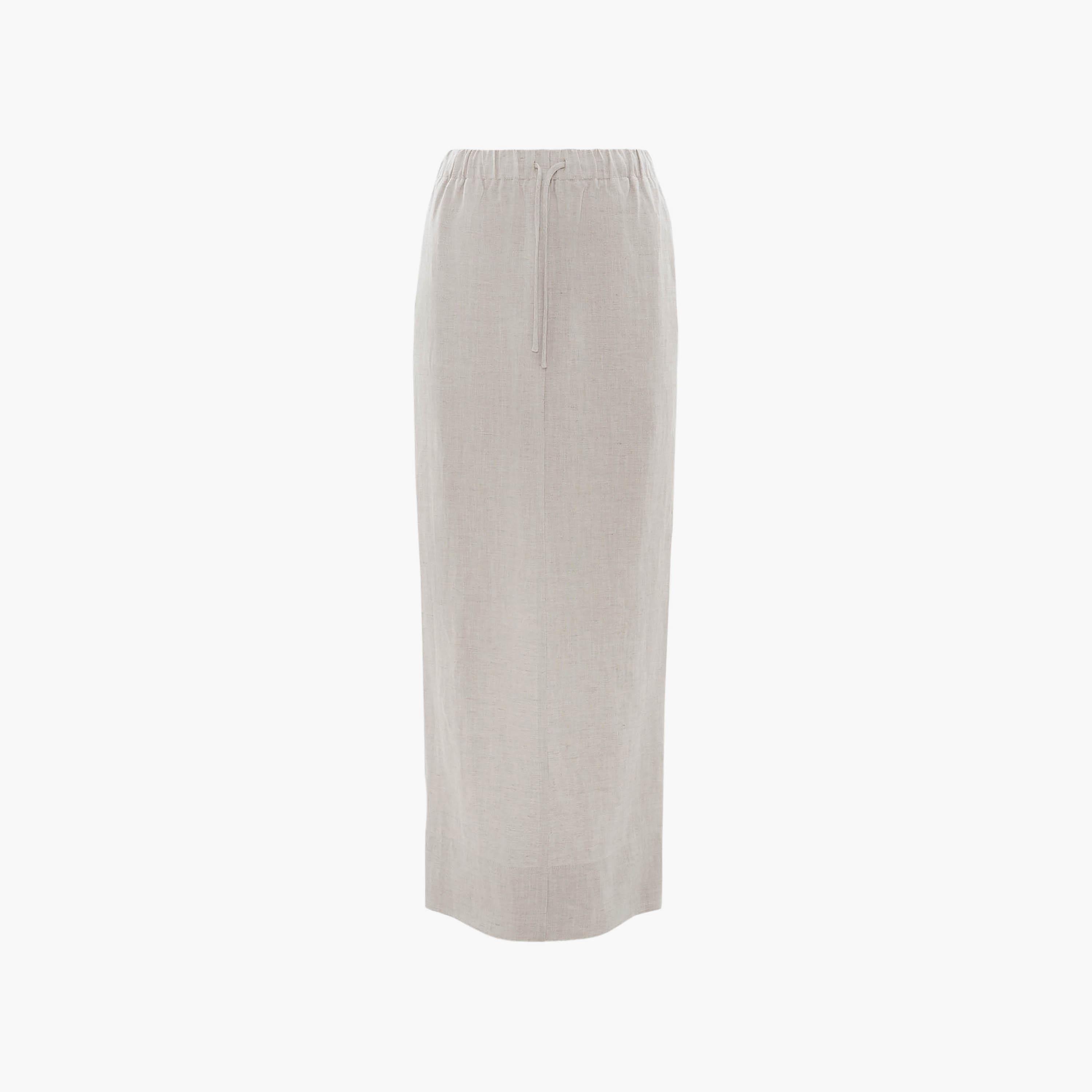 تنورة ماكسي بنمط قلم الرصاص (بنسل) كتان بيج للنساء من ليتشي-women-clothing-bottoms-skirts-image-5