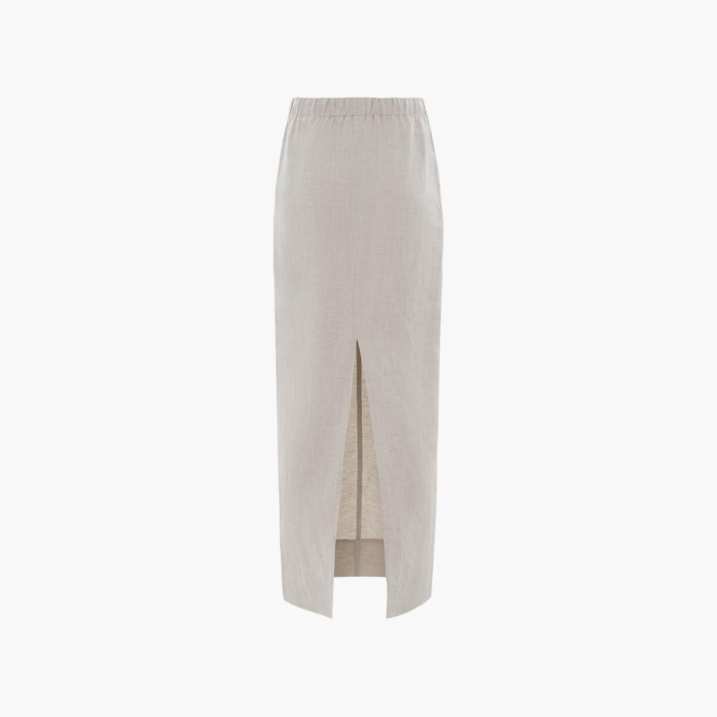 تنورة ماكسي بنمط قلم الرصاص (بنسل) كتان بيج للنساء من ليتشي-women-clothing-bottoms-skirts-image-6