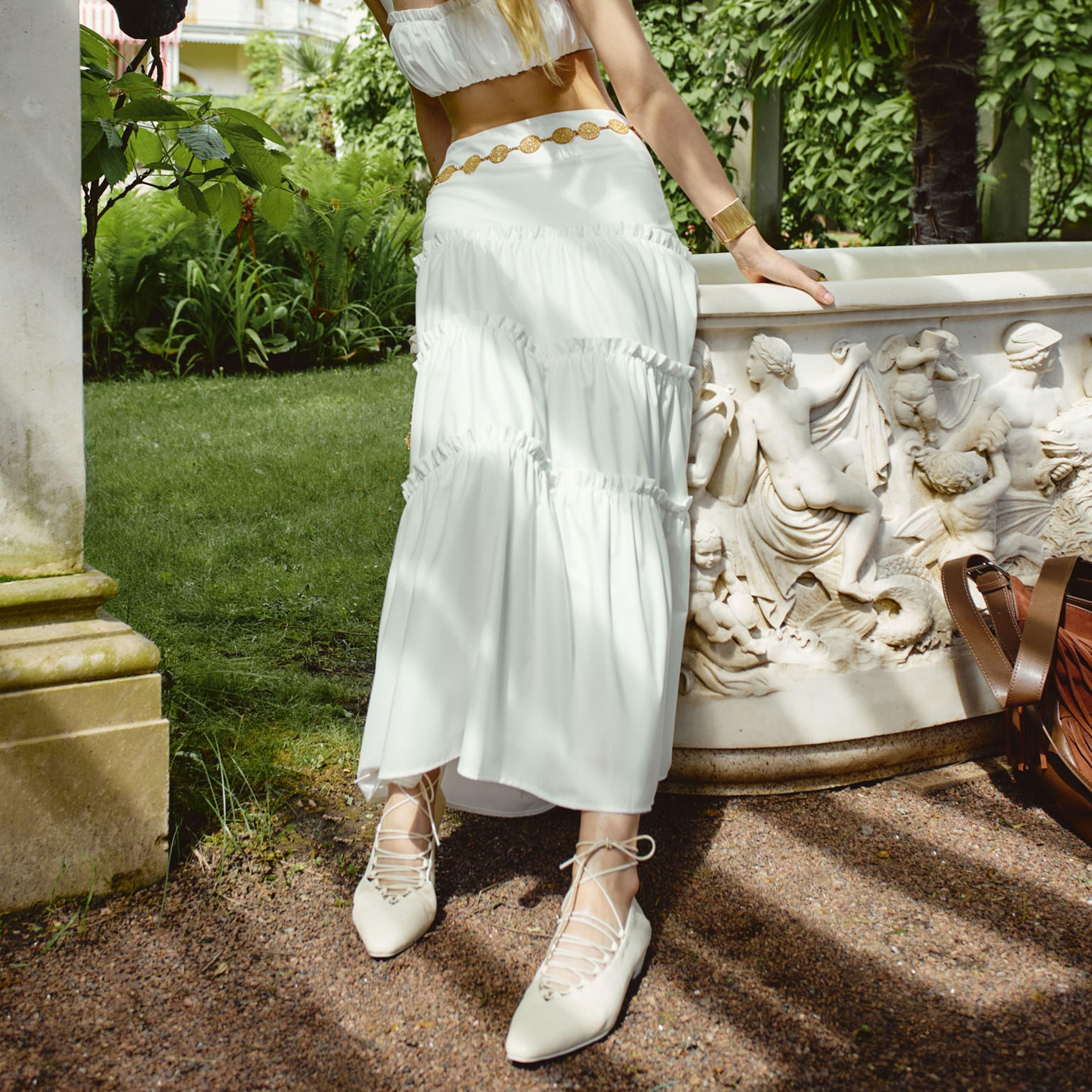 تنورة ماكسي طبقات أبيض للنساء من ليتشي-women-clothing-bottoms-skirts-image-1