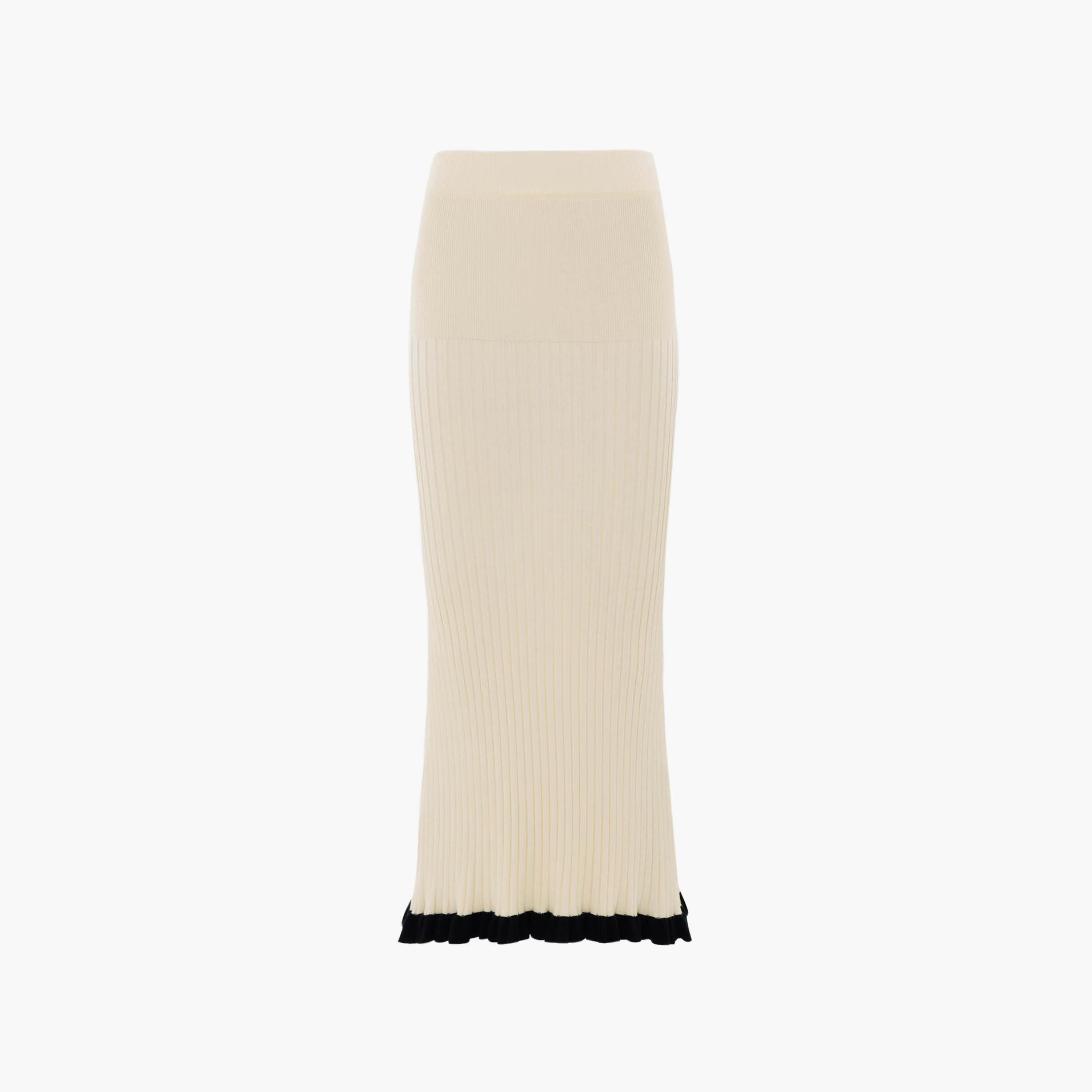 تنورة ميدي مضلعة بنمط قلم الرصاص (بنسل) كريمي للنساء من ليتشي-women-clothing-bottoms-skirts-image-5