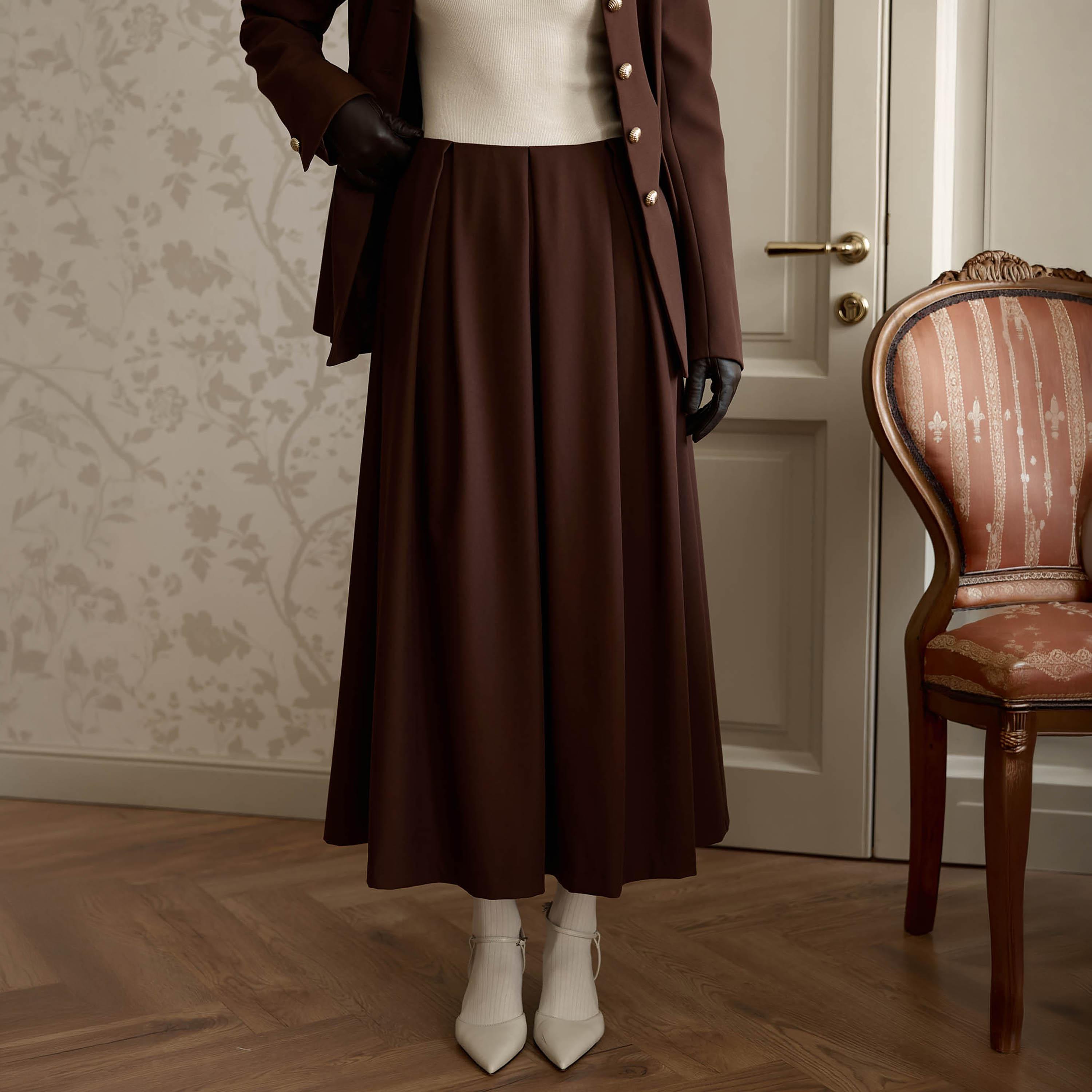 تنورة ميدي كلوش ستان مكسرة للنساء من ليتشي-women-clothing-bottoms-skirts-image-1