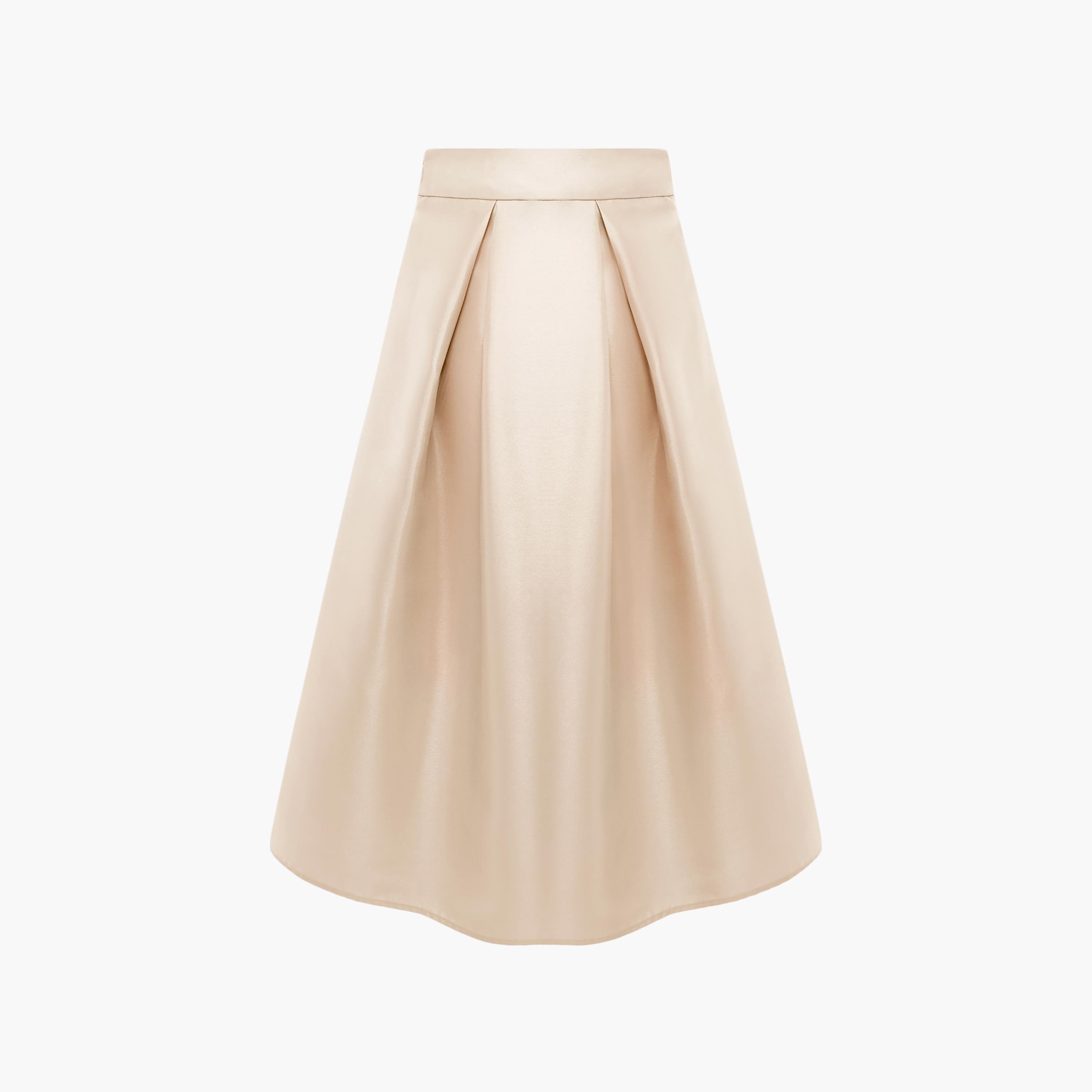 تنورة ميدي بقصة واسعة (A-Line) مكسرة للنساء باللون الكريمي من ليتشي-women-clothing-bottoms-skirts-image-5