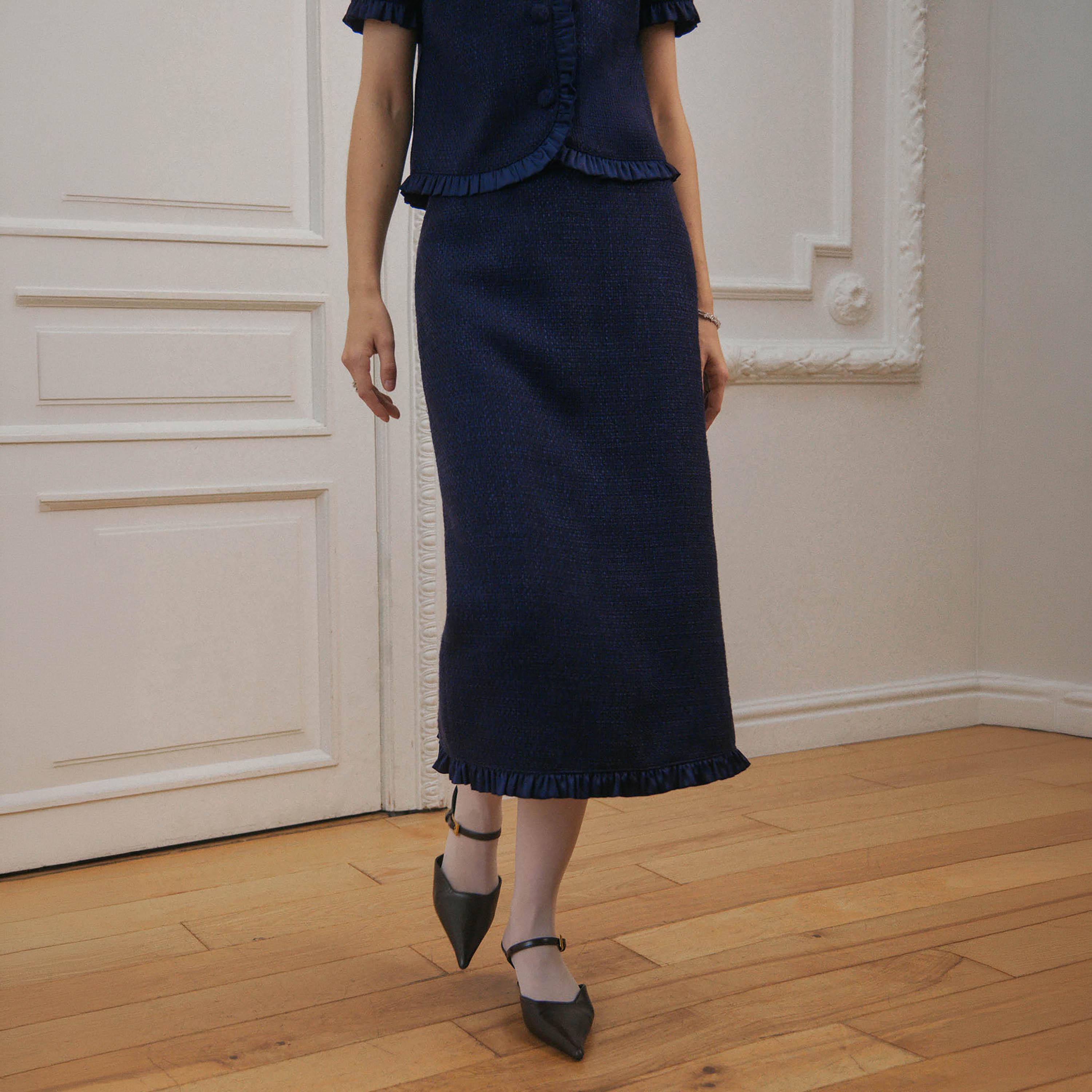 تنورة ميدي بينسل تويد للنساء من ليتشي-women-clothing-bottoms-skirts-image-1