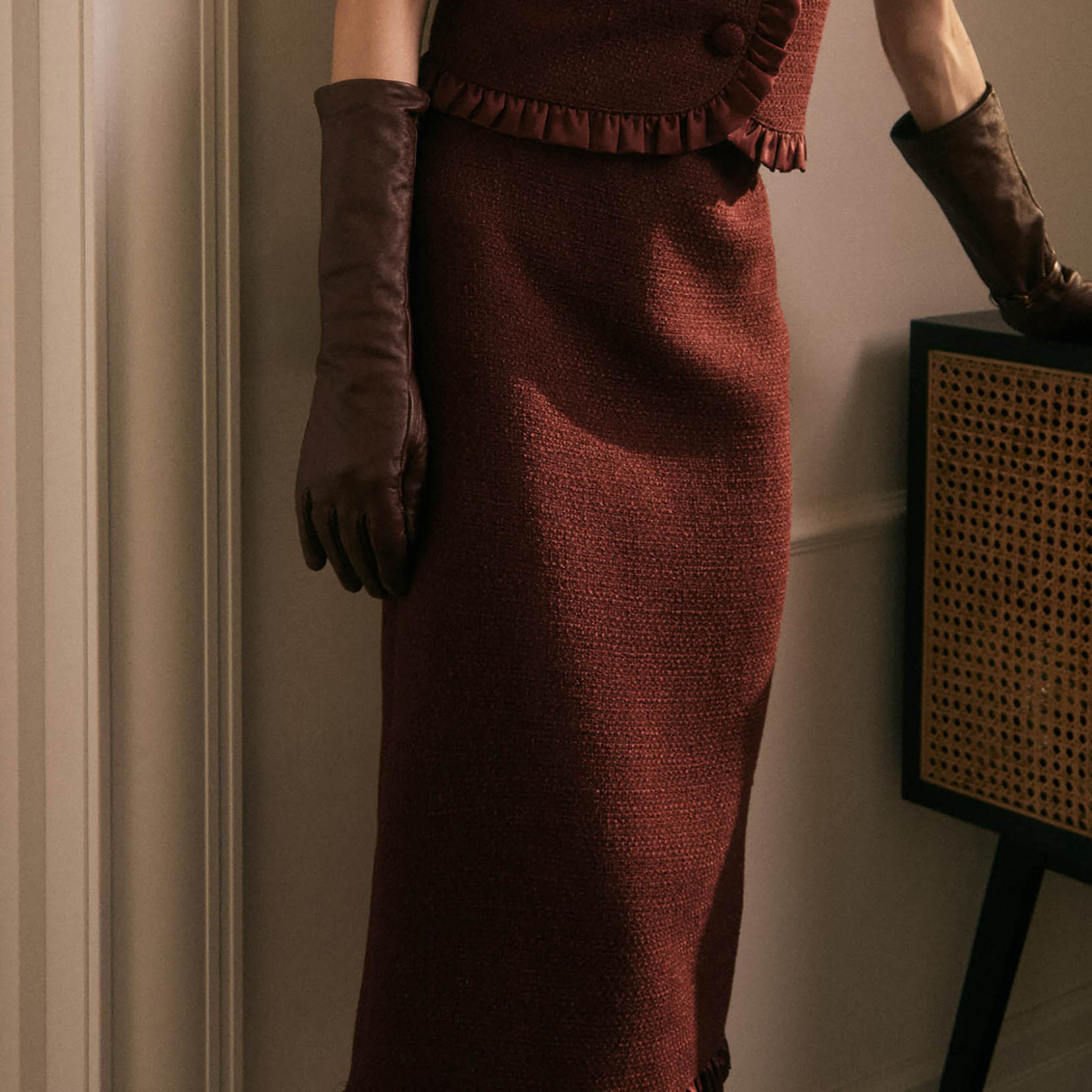 تنورة ميدي بينسل تويد للنساء من ليتشي-women-clothing-bottoms-skirts-image-3