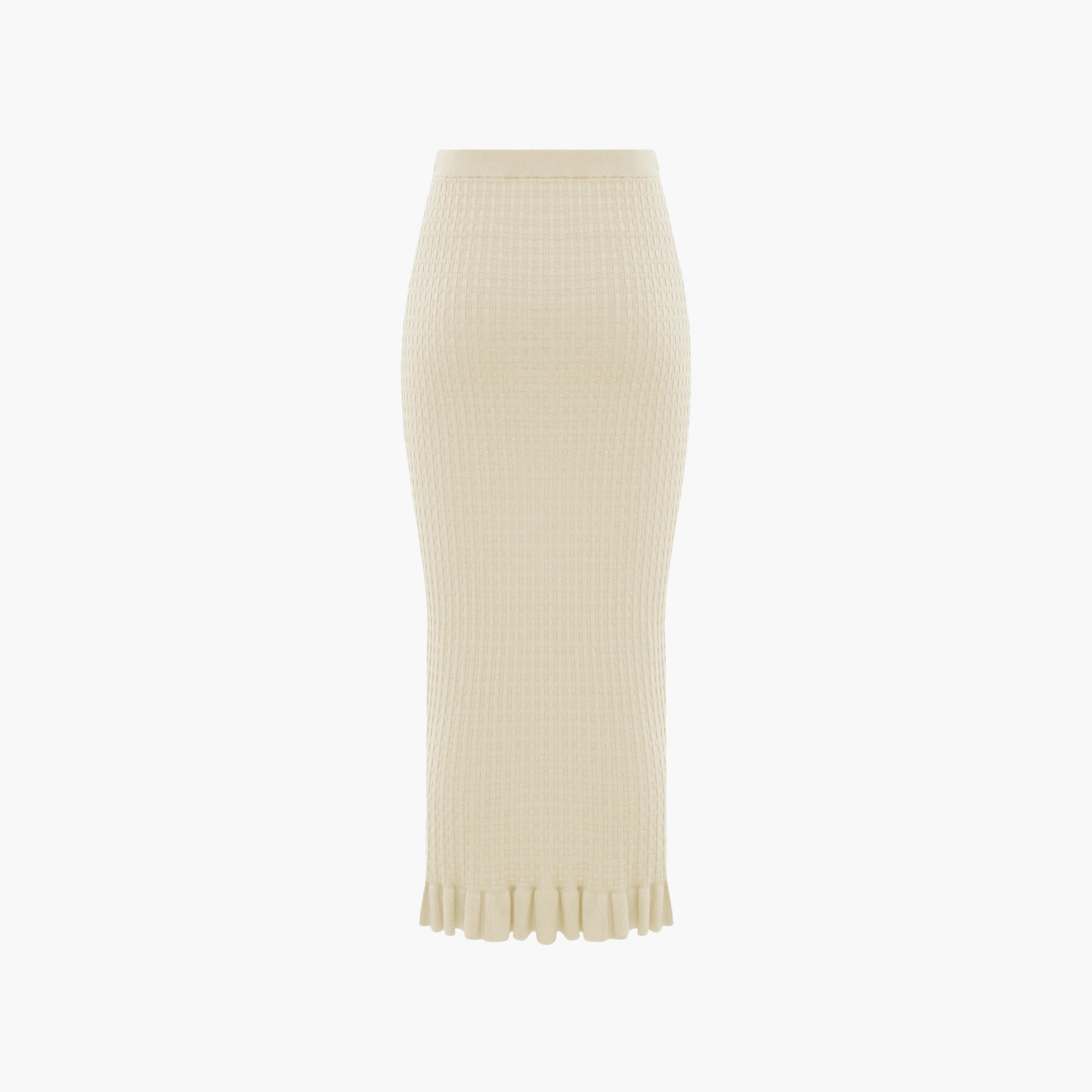 تنورة ميدي بينسل بقوام بارز للنساء باللون الكريمي من ليتشي-women-clothing-bottoms-skirts-image-6