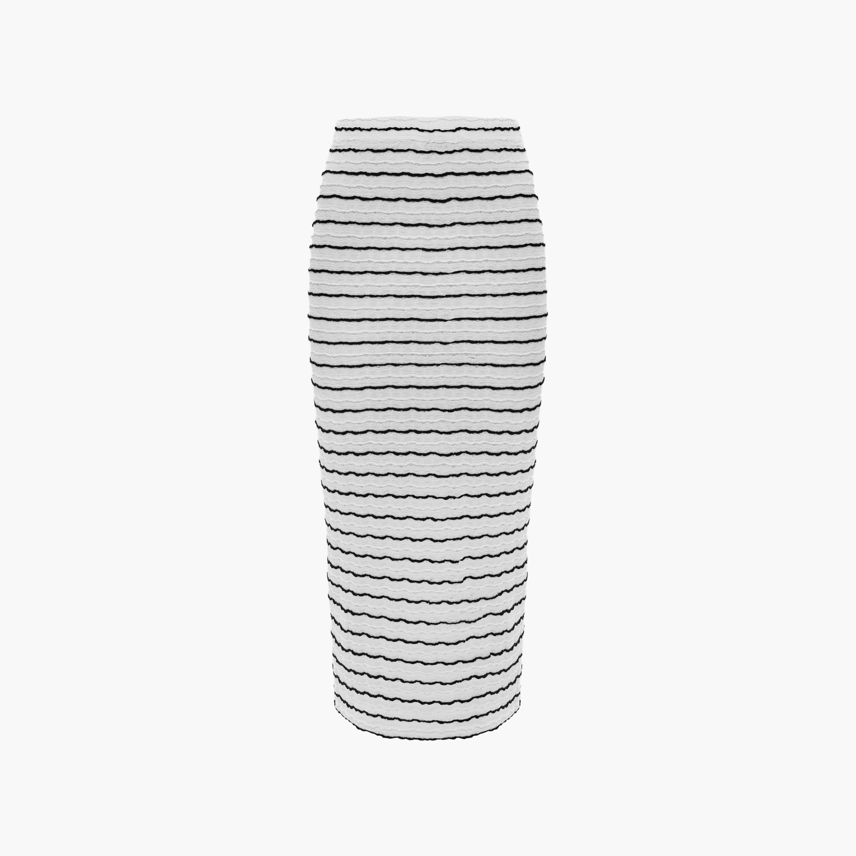 تنورة ميدي بينسل جيرسي بخطوط بارزة باللون الأبيض من ليتشي-women-clothing-bottoms-skirts-image-5