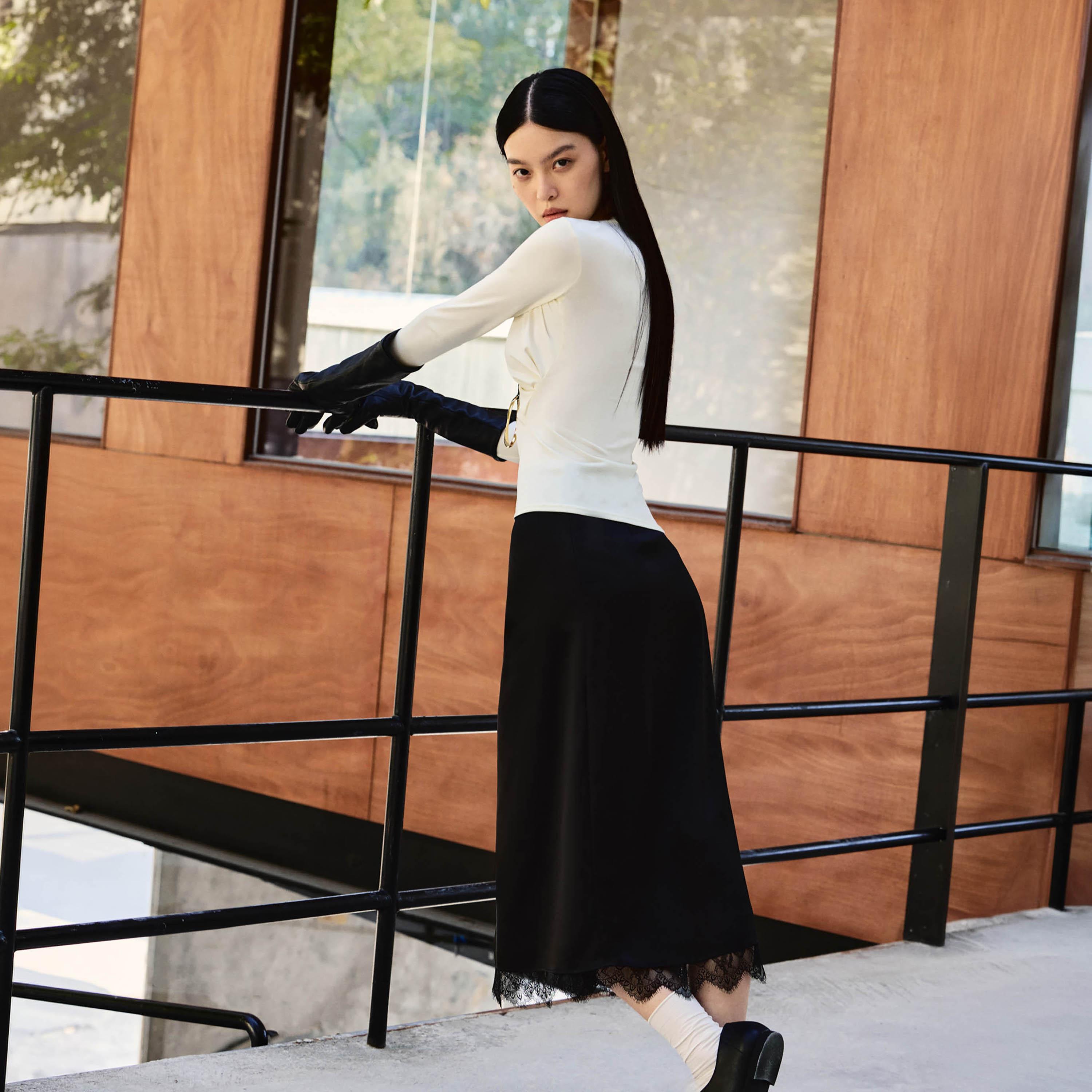 تنورة ميدي بينسل ستان من ليتشي-women-clothing-bottoms-skirts-image-2