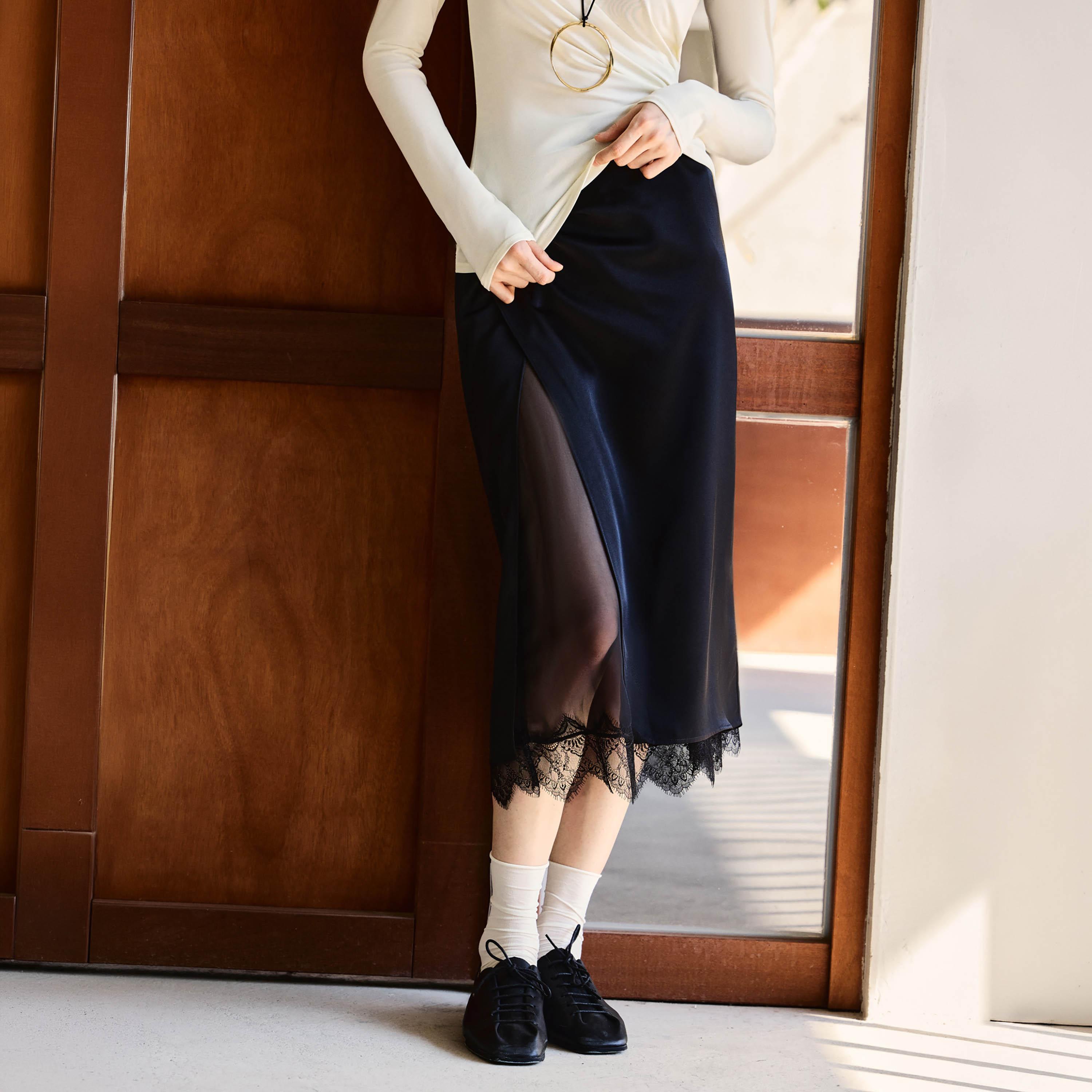تنورة ميدي بينسل ستان من ليتشي-women-clothing-bottoms-skirts-image-4
