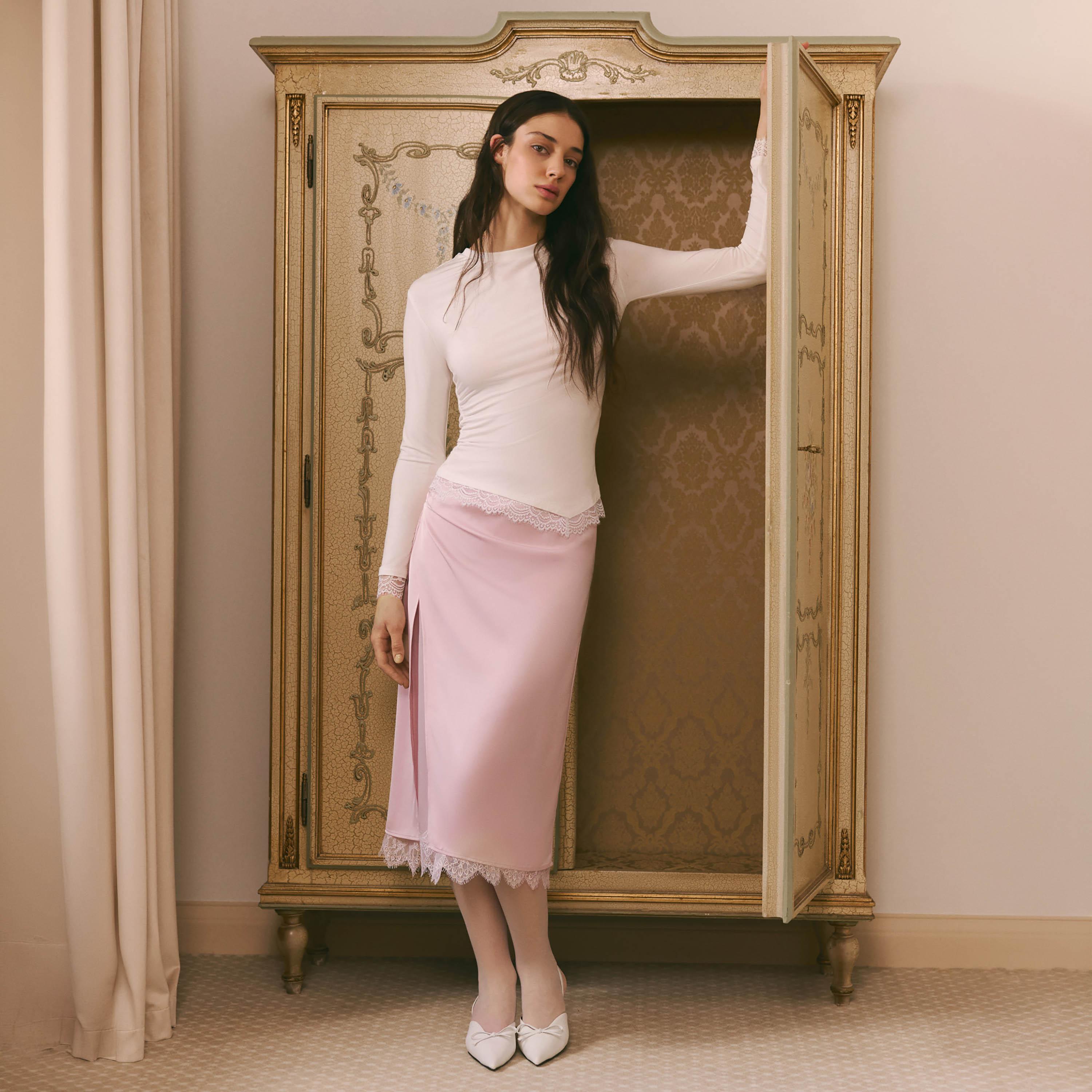 تنورة ميدي بينسل ستان من ليتشي-women-clothing-bottoms-skirts-image-4