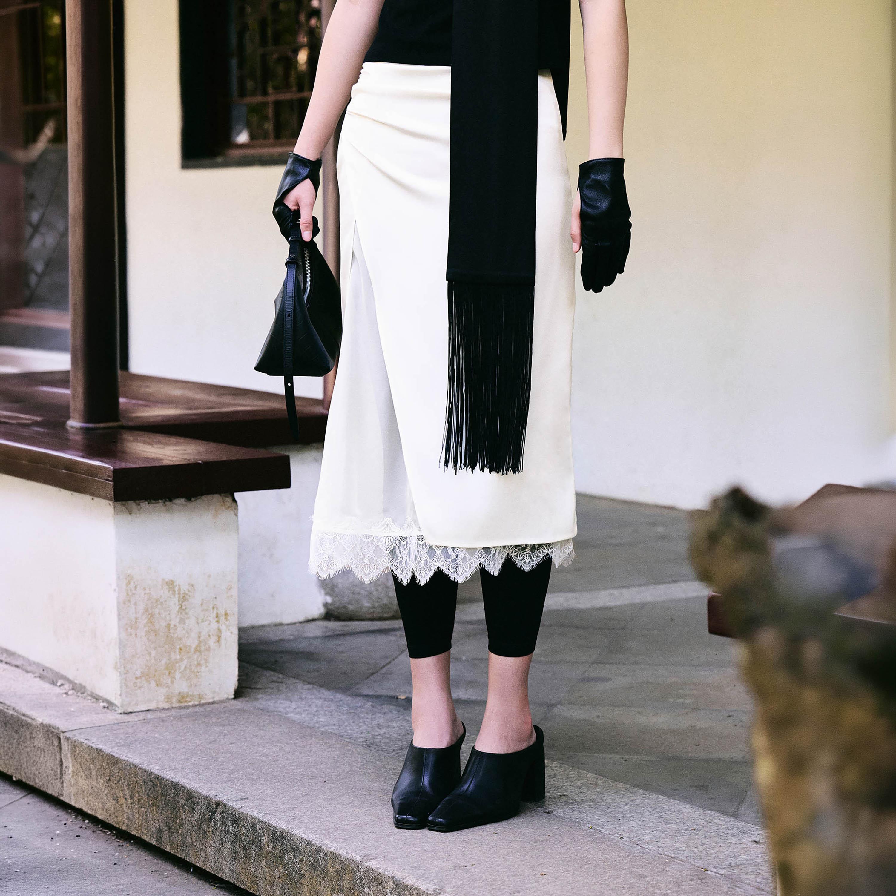 تنورة ميدي بينسل ستان من ليتشي-women-clothing-bottoms-skirts-image-1