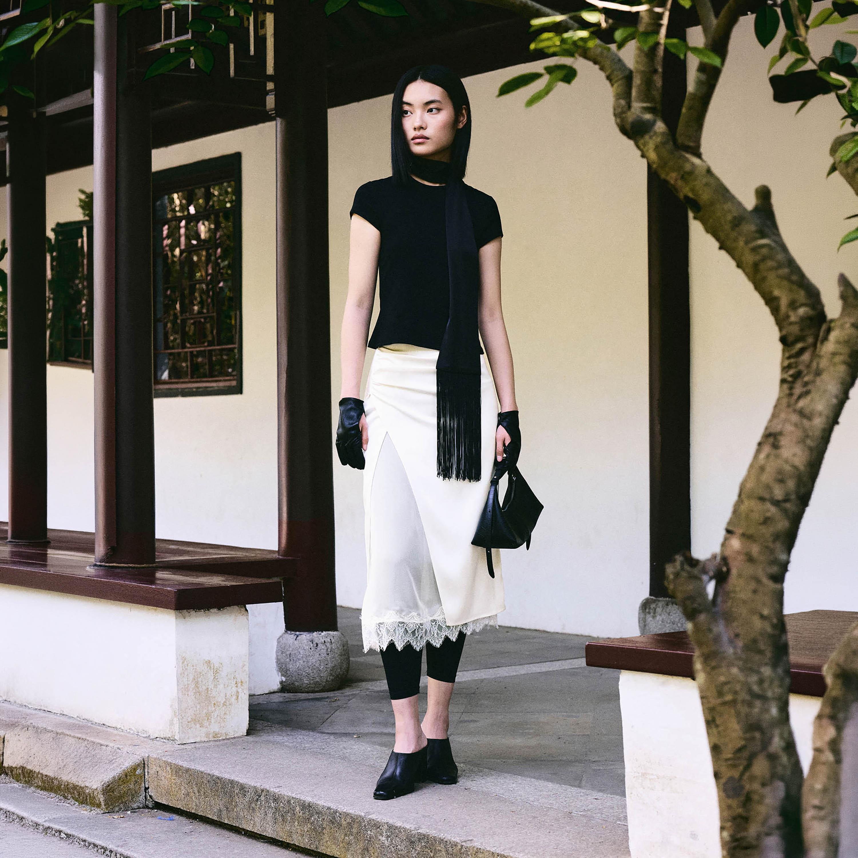 تنورة ميدي بينسل ستان من ليتشي-women-clothing-bottoms-skirts-image-4