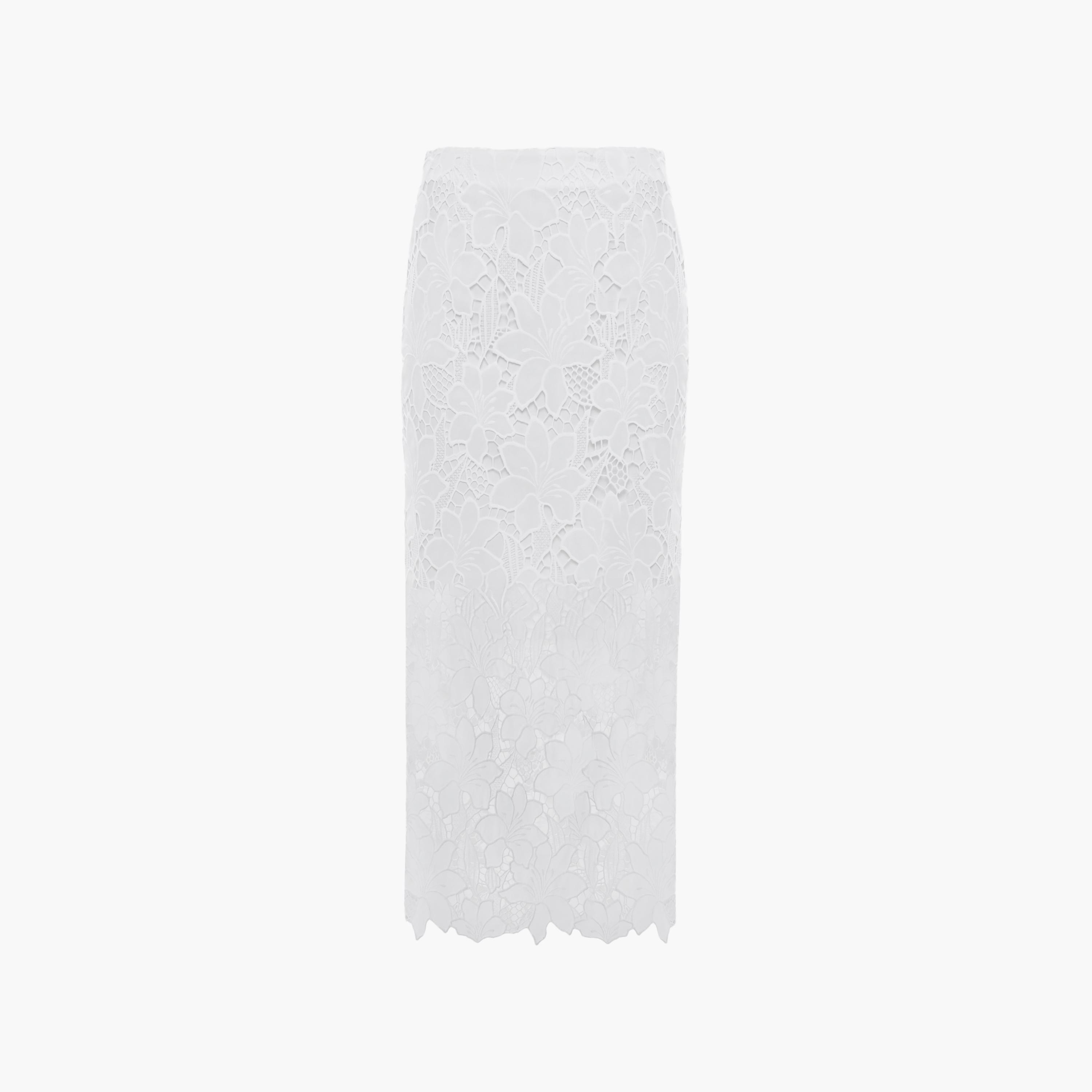 تنورة ميدي بينسل من الدانتيل بنقشة زهور باللون الأبيض من ليتشي-women-clothing-bottoms-skirts-image-5